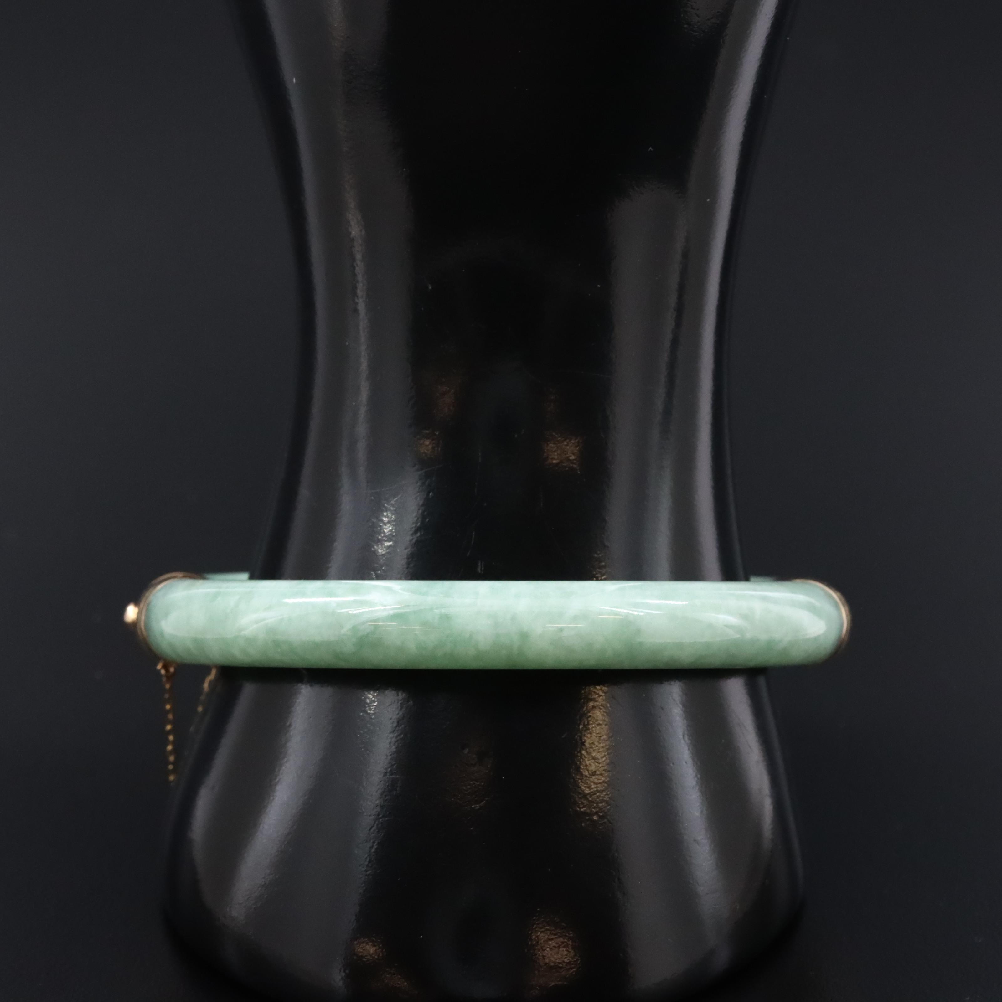 14K Jadeite Hinged Bangle Bracelet