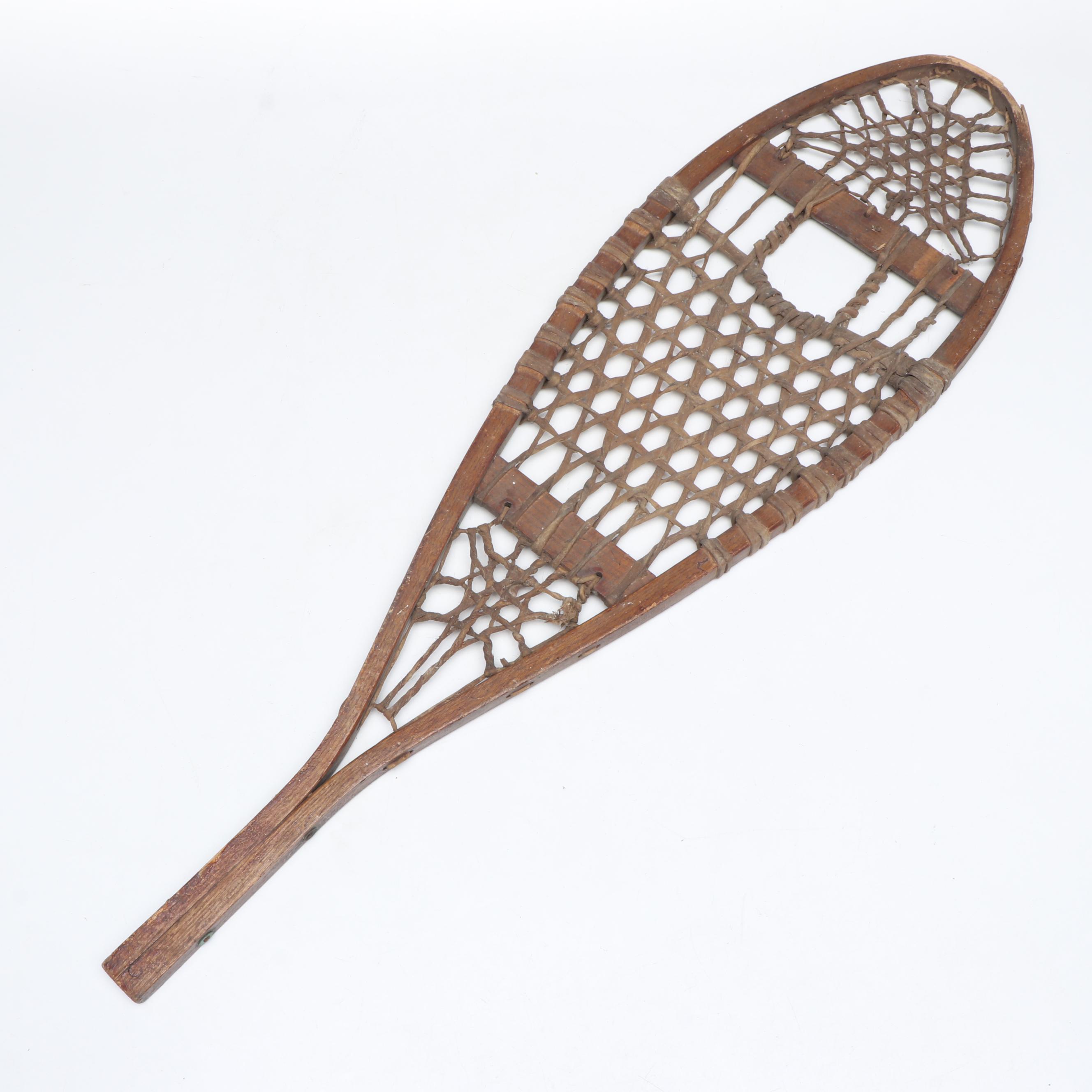 Pair of Oak, Wood and Rawhide Snowshoes, Antique