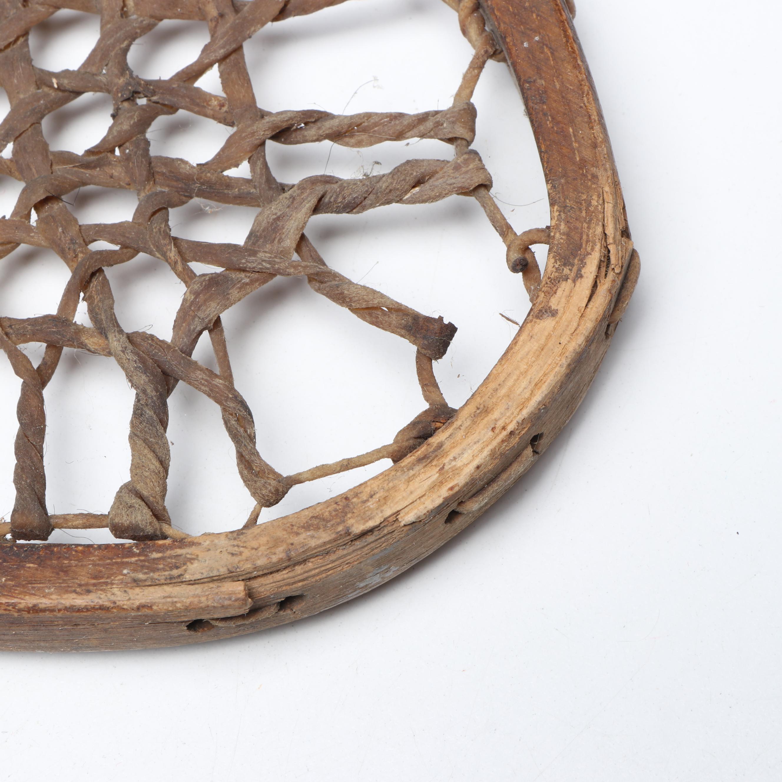 Pair of Oak, Wood and Rawhide Snowshoes, Antique