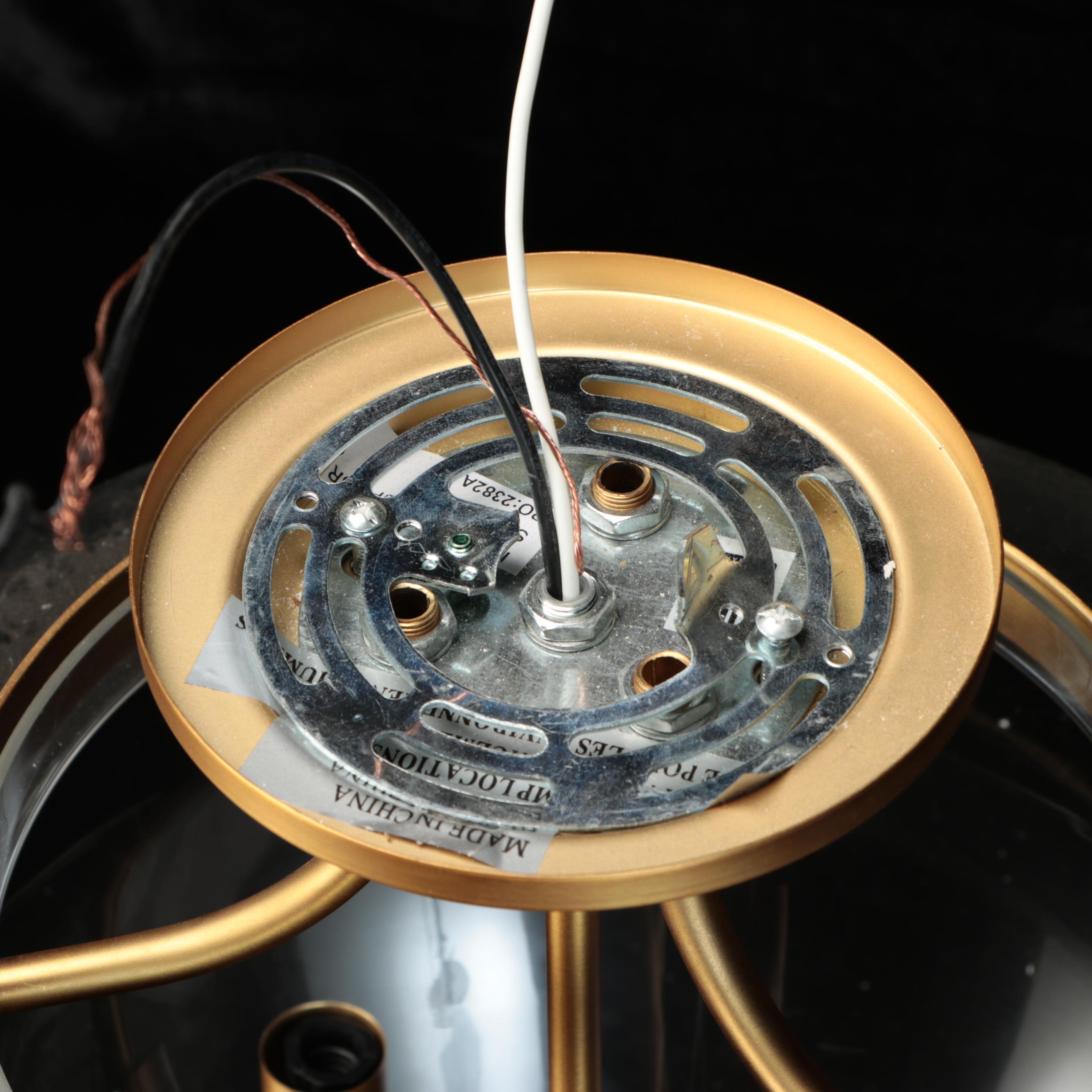 Clear Glass Orb and Brushed Gold Semi-Mount Pendant Light, 2021