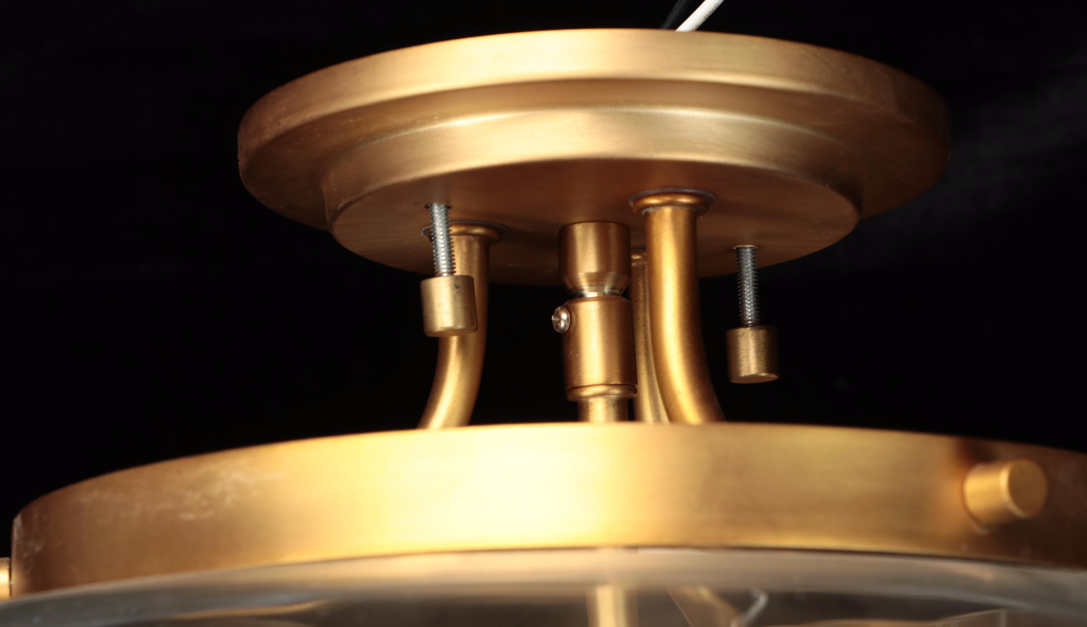 Clear Glass Orb and Brushed Gold Semi-Mount Pendant Light, 2021