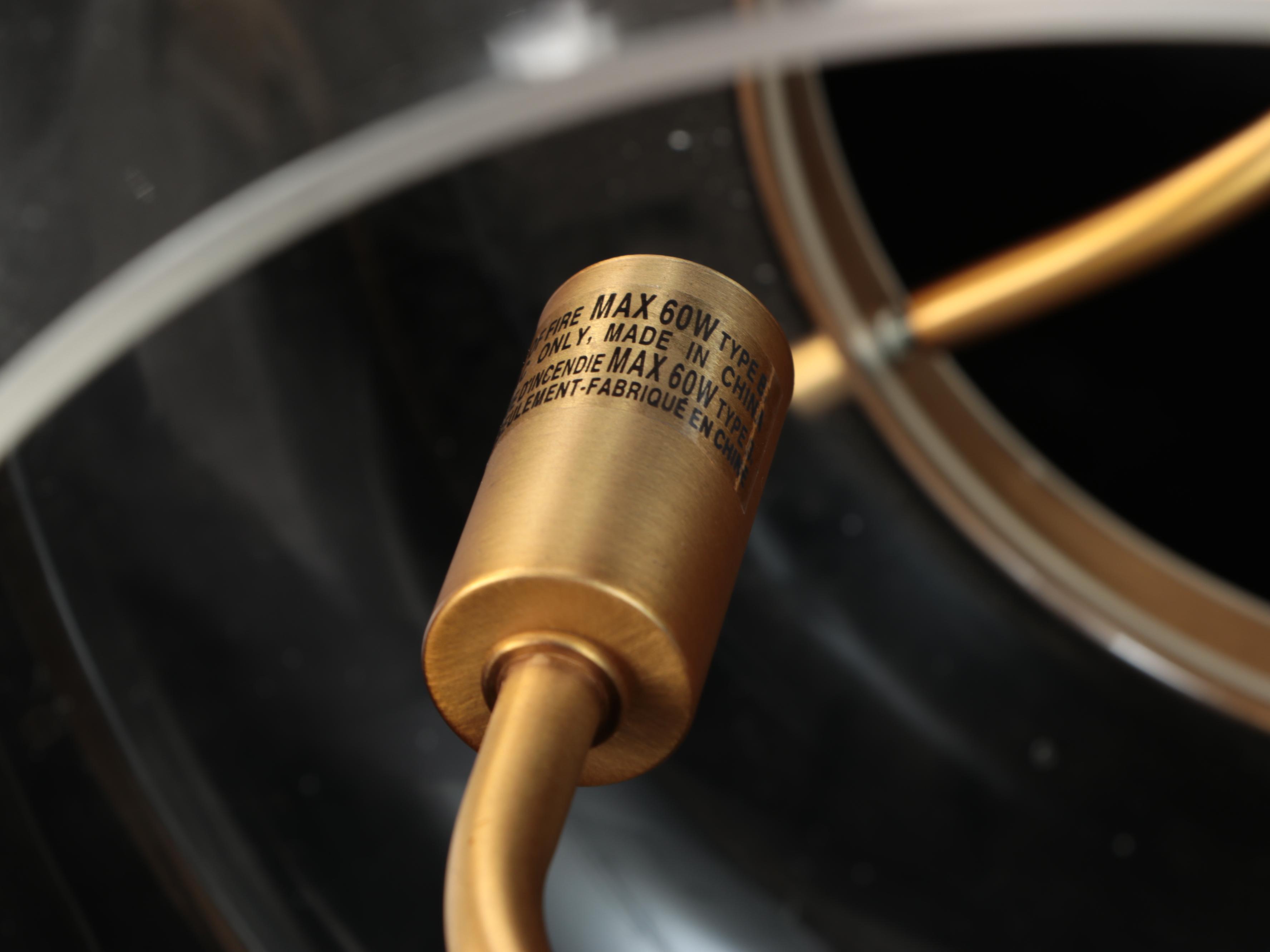 Clear Glass Orb and Brushed Gold Semi-Mount Pendant Light, 2021