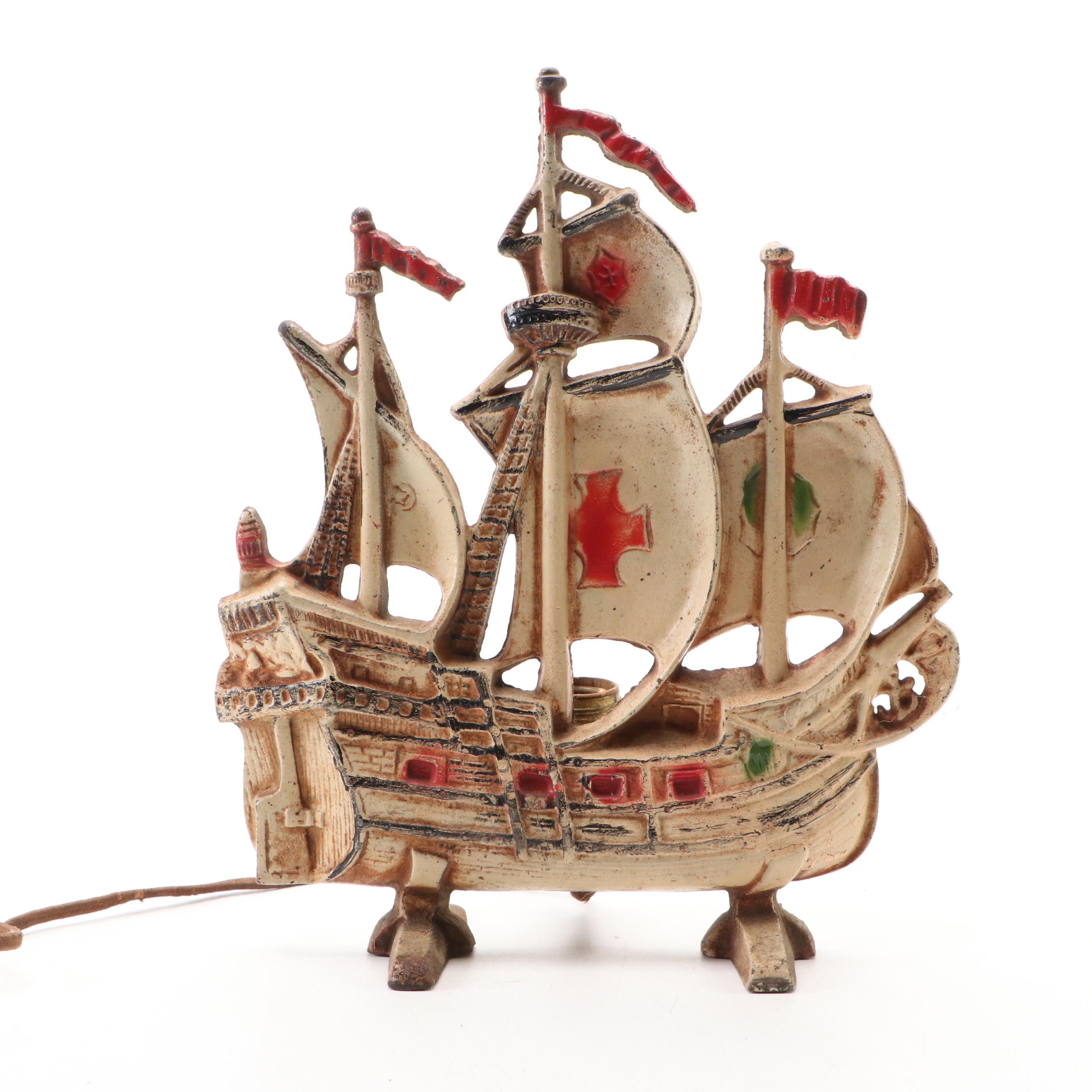 Spanish Galleon Cast Iron Table Lamp