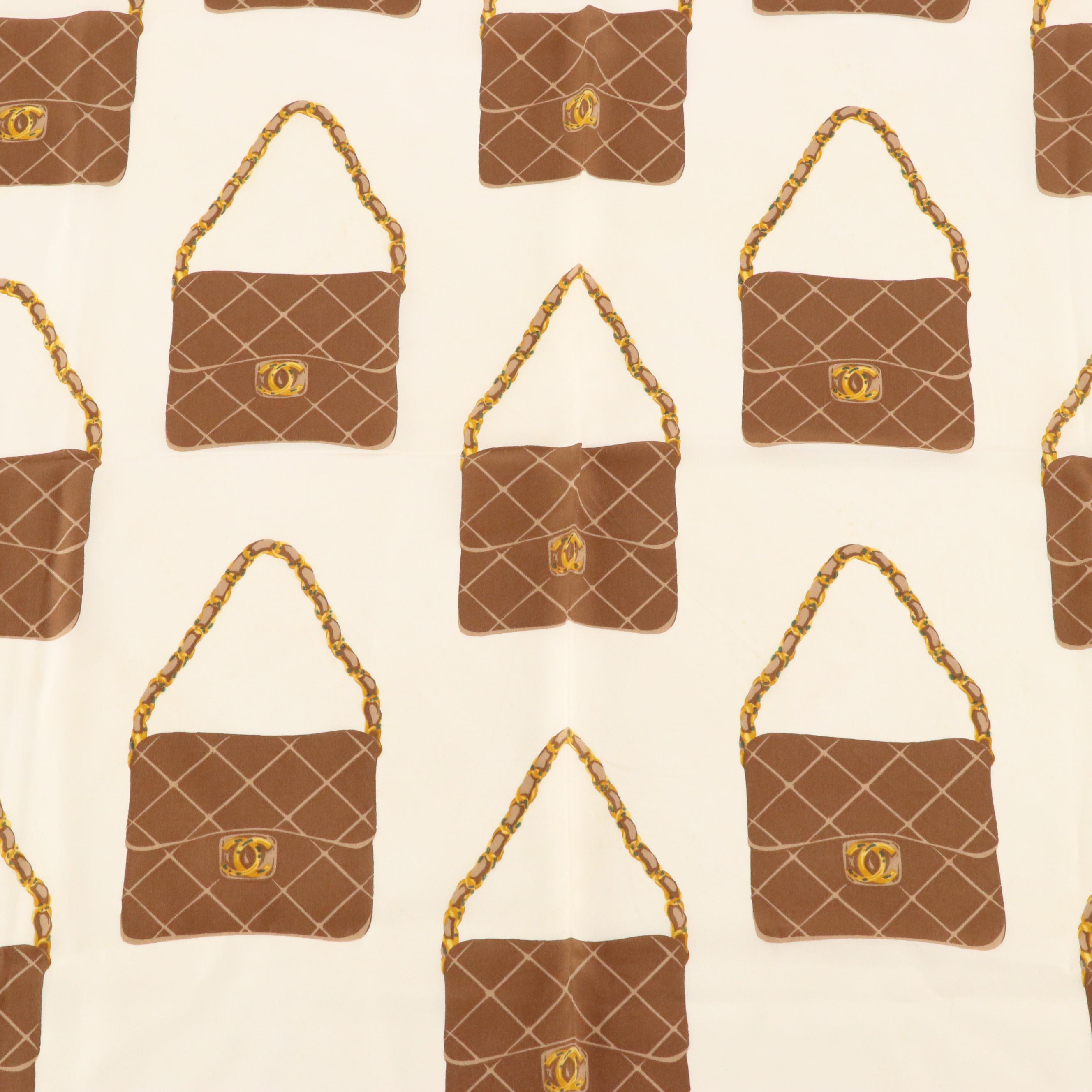 Chanel Classic Flap Print Scarf 90 in Silk Charmeuse