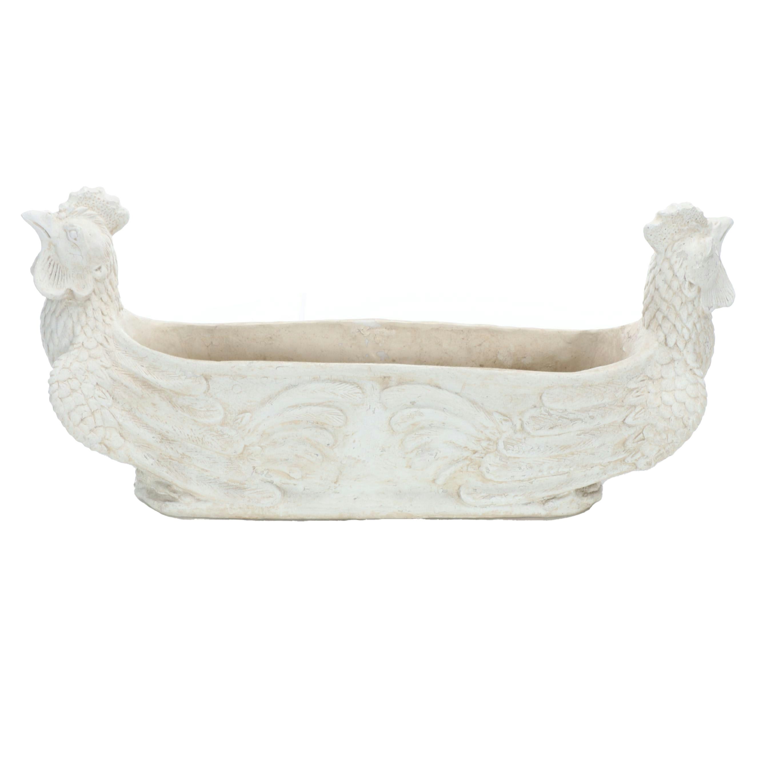 Farmhouse Style Double Rooster Head Ceramic Planter