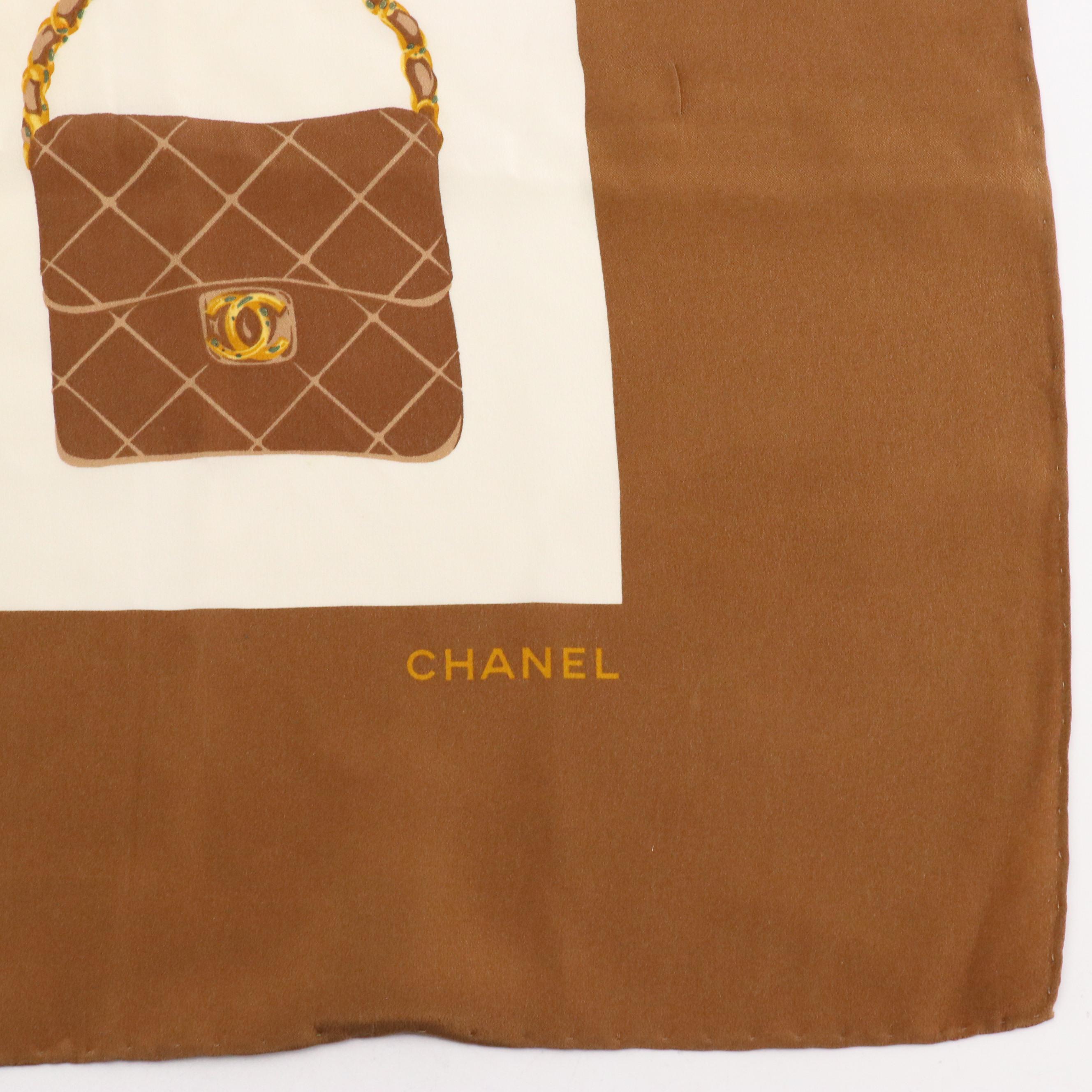 Chanel Classic Flap Print Scarf 90 in Silk Charmeuse