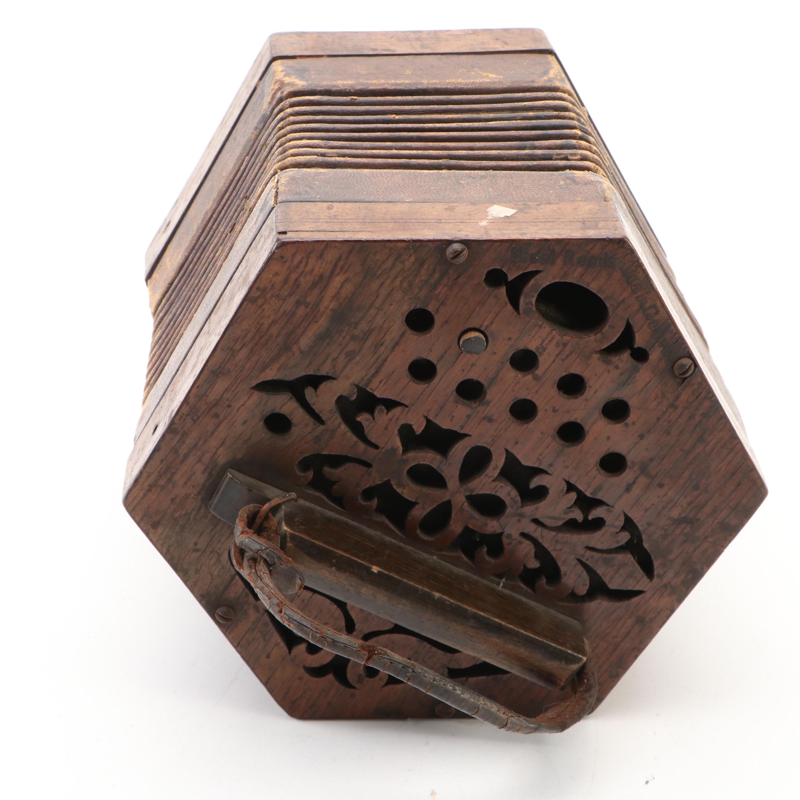 Antique Wood and Leather Concertina