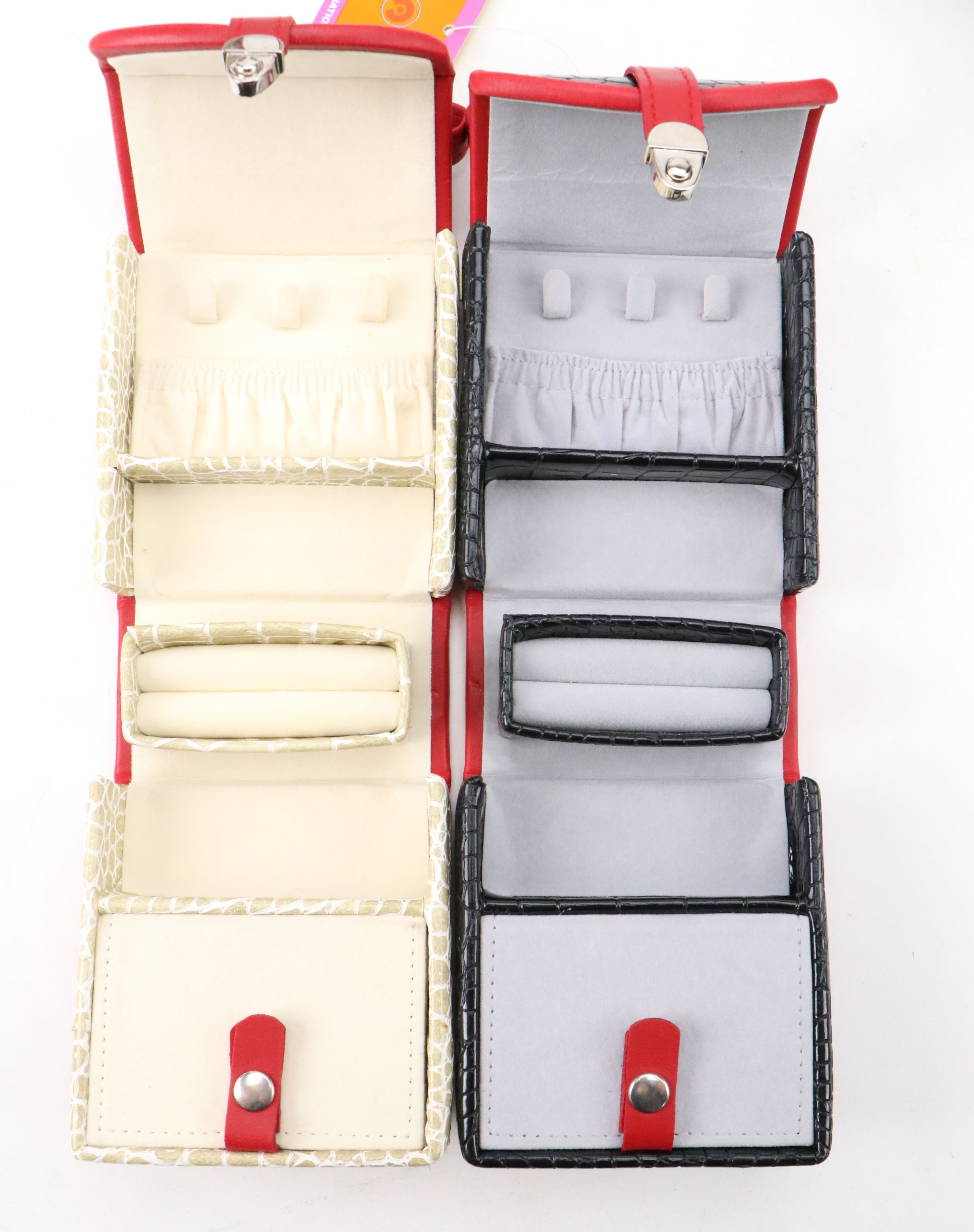 Alten International Faux Crocodile Embossed Travel Jewelry Cases