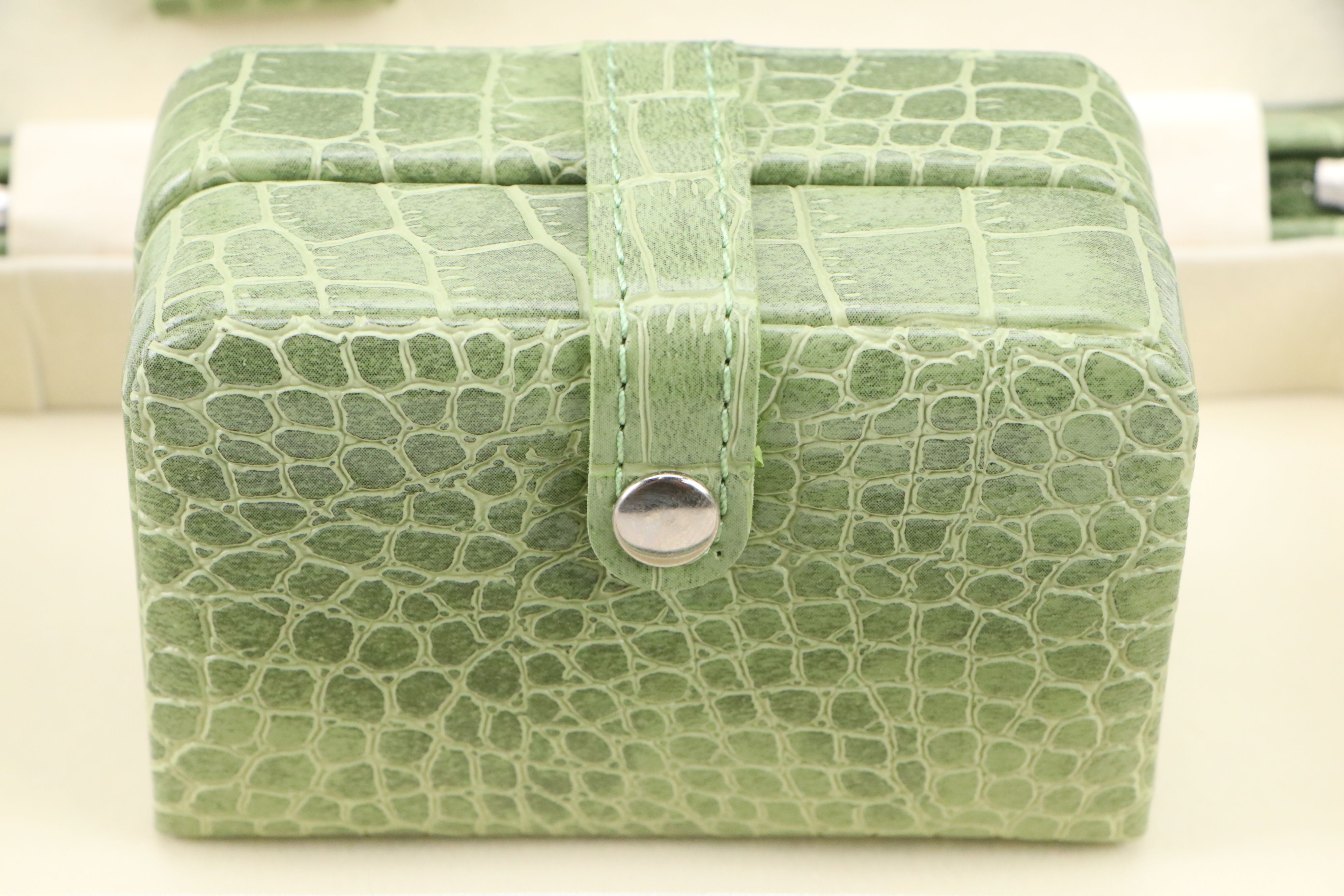 Alten International Faux Crocodile Embossed Travel Jewelry Cases