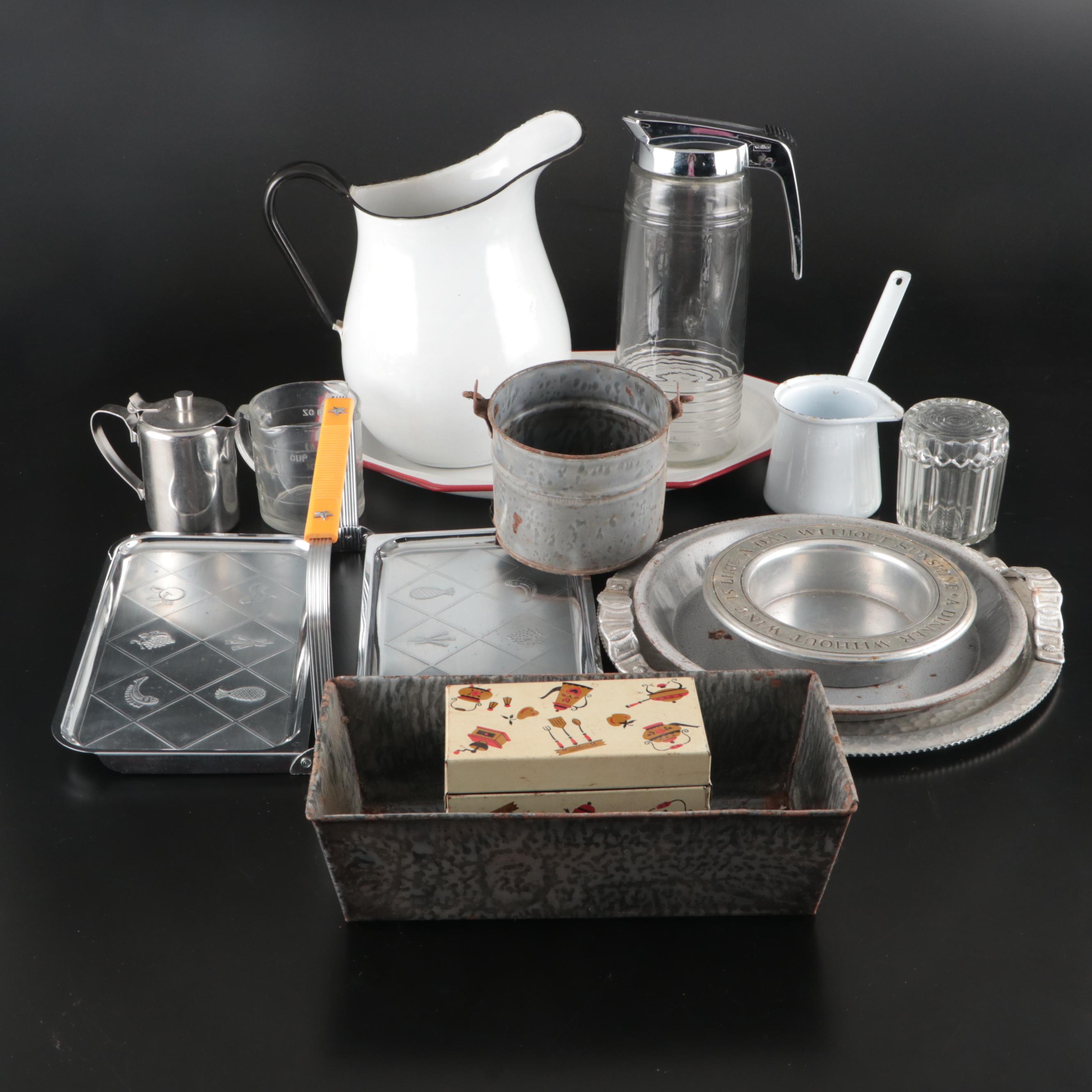 Chase Art Deco Style Folding Metal Tray with Valira Pitcher and More Serveware