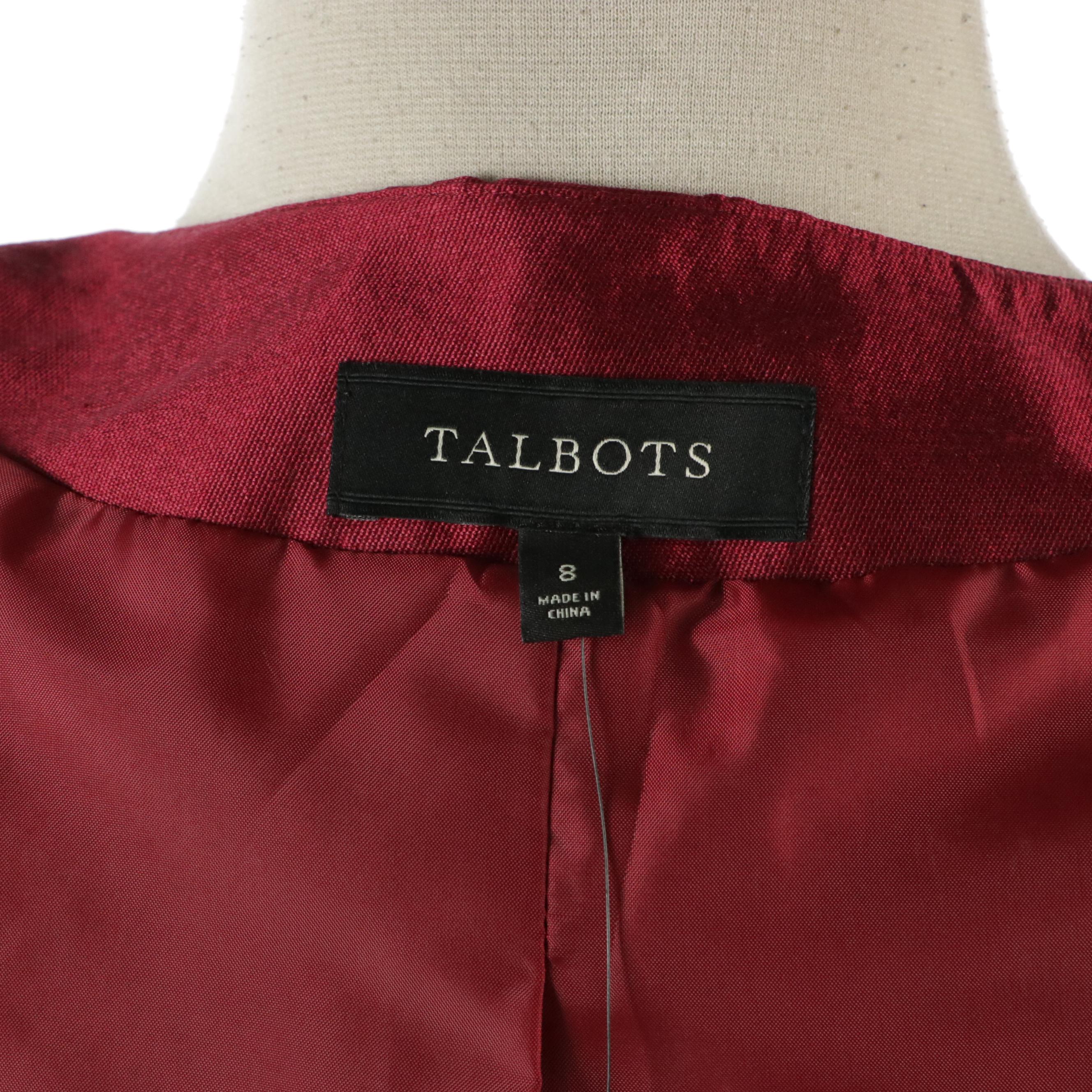 Talbots Silk Blend Pant Set, Sleeveless Lace Dress, and Velvet Jacket