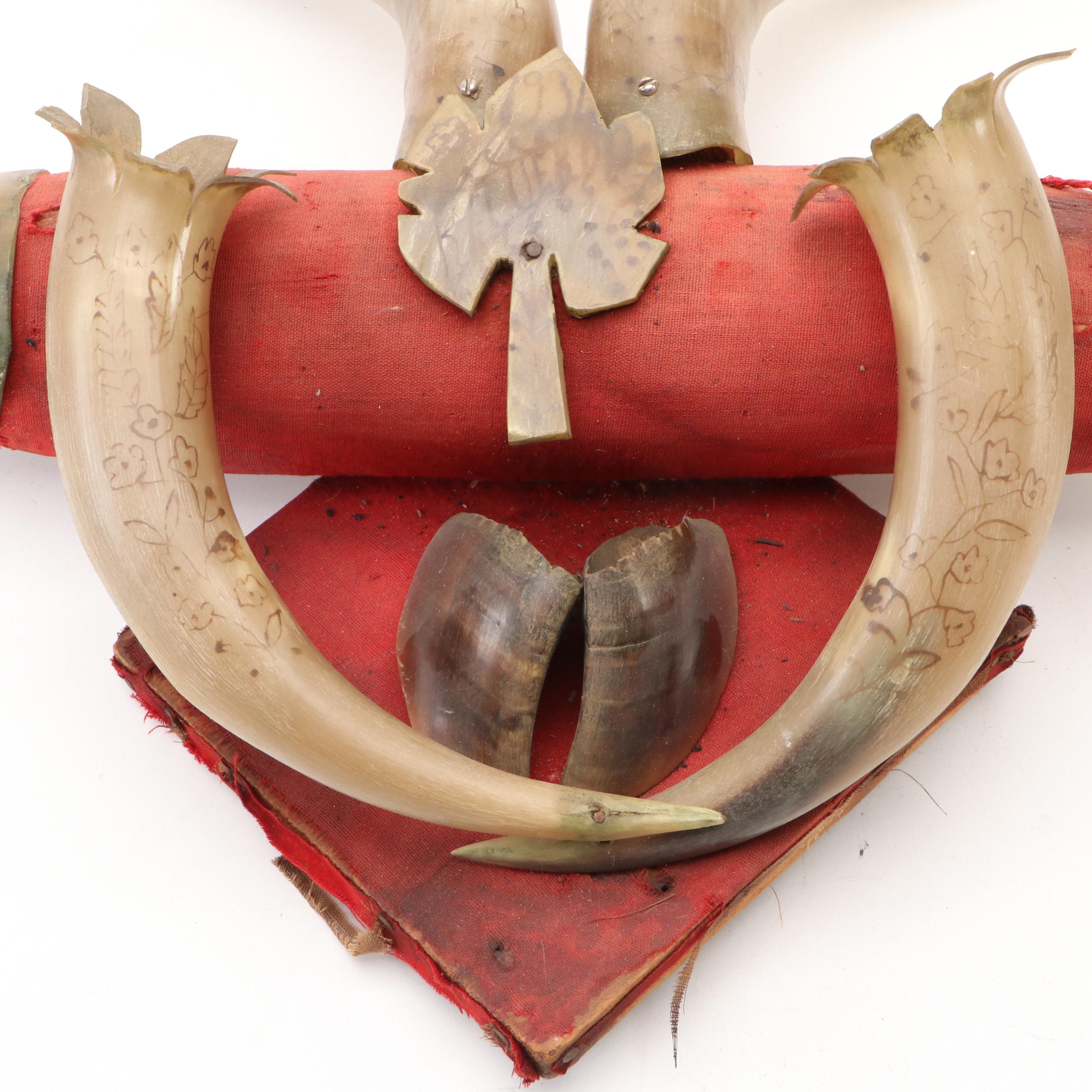 Folk Art Steer Horn and Hoof Mount, 1930s