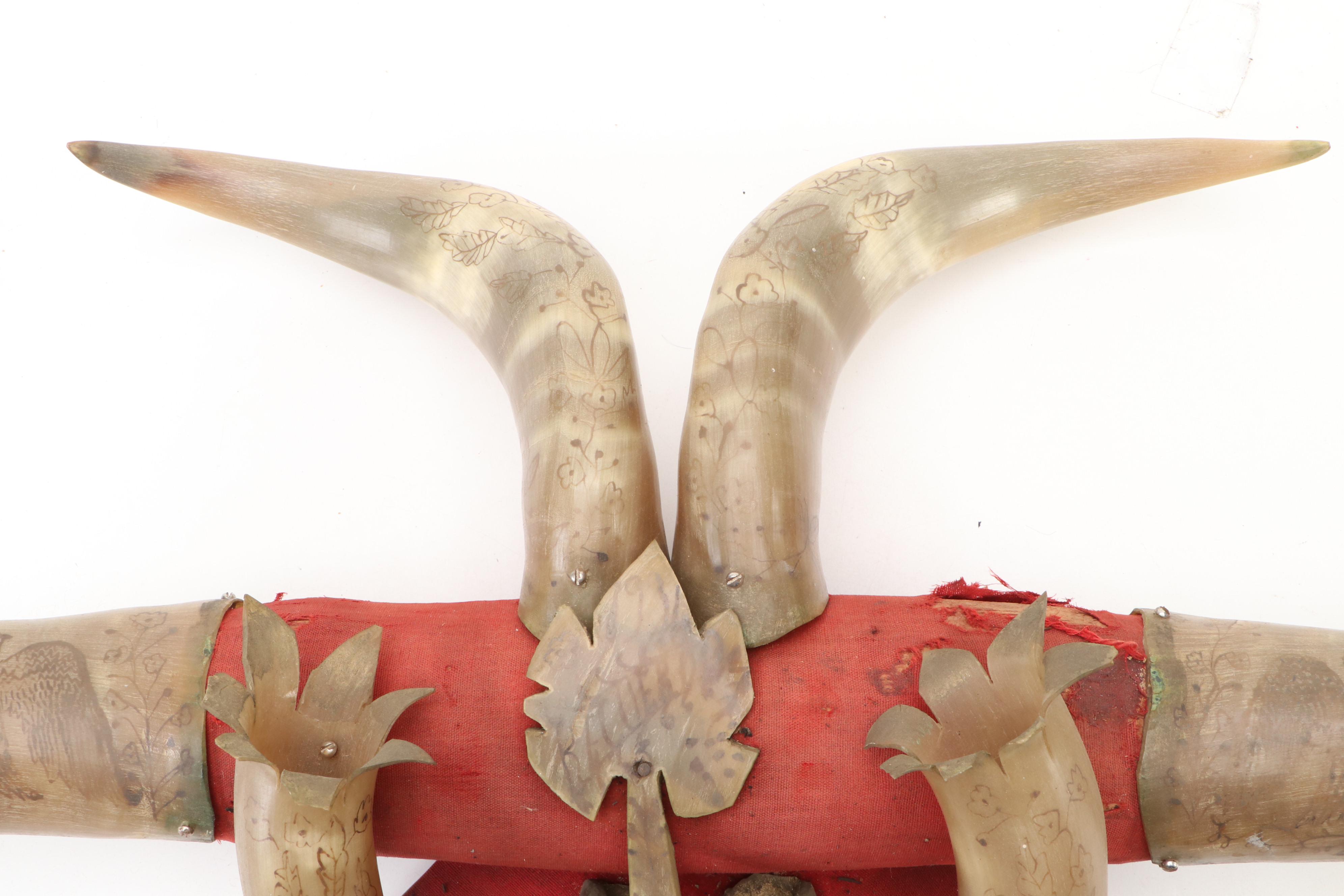 Folk Art Steer Horn and Hoof Mount, 1930s