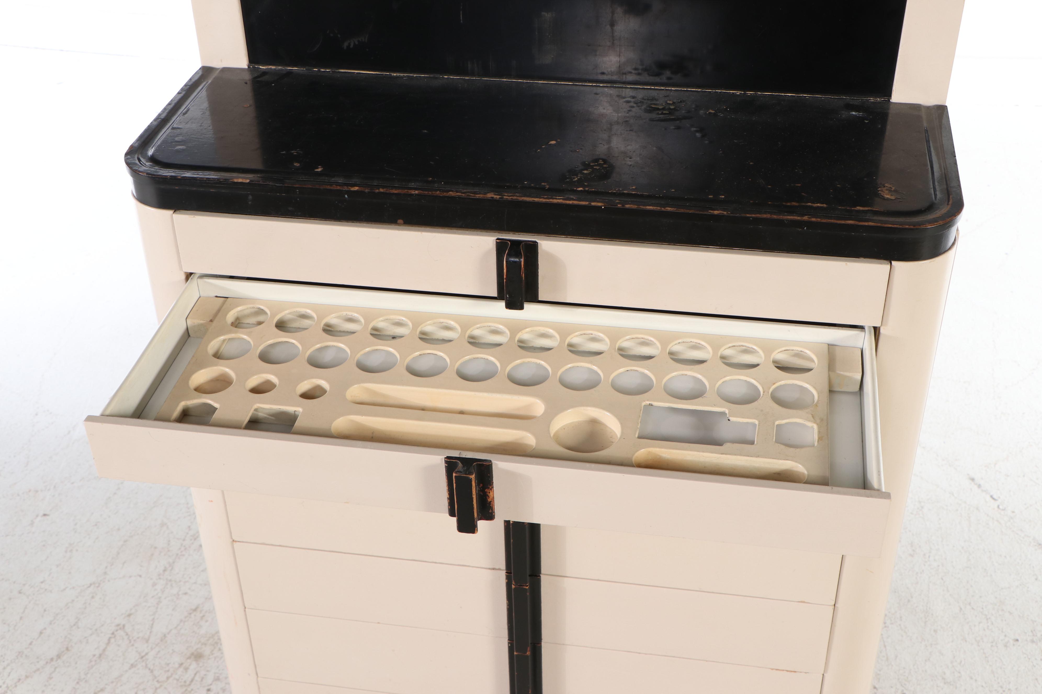 Art Deco Style American Cabinet Co. Metal Dentist's Cabinet with Accessories