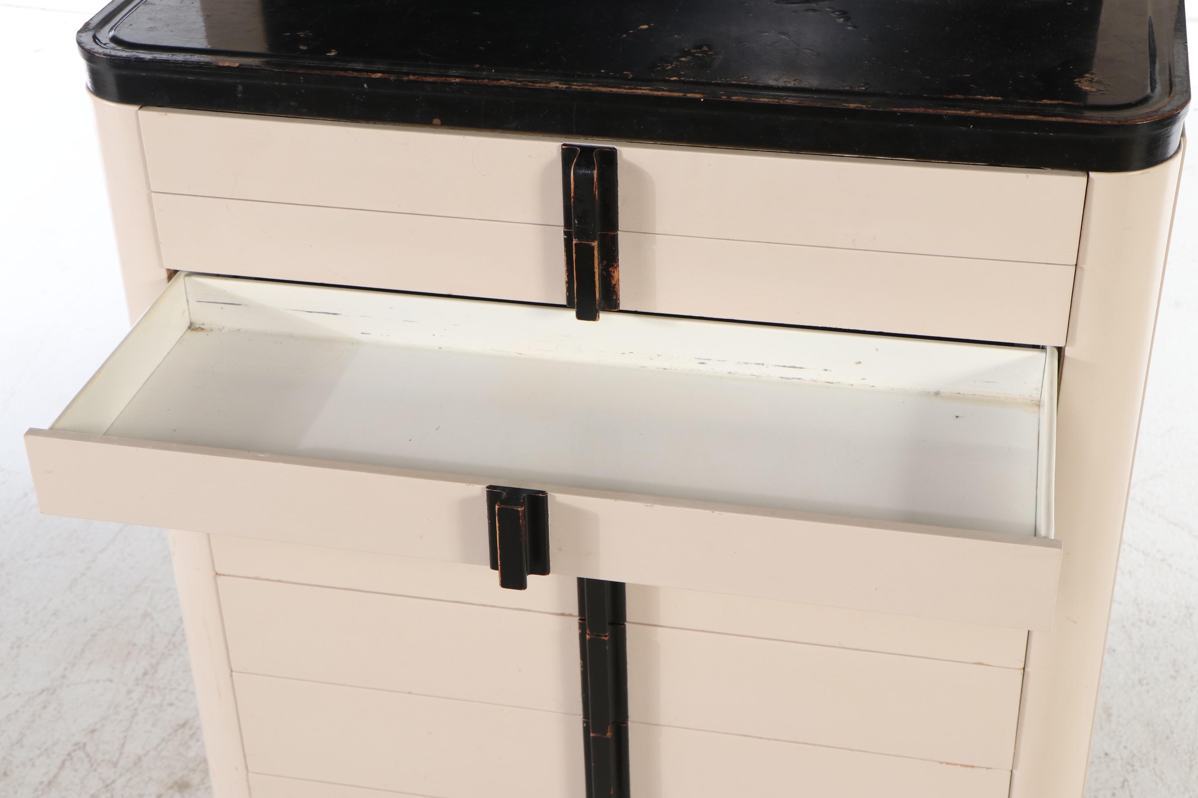 Art Deco Style American Cabinet Co. Metal Dentist's Cabinet with Accessories