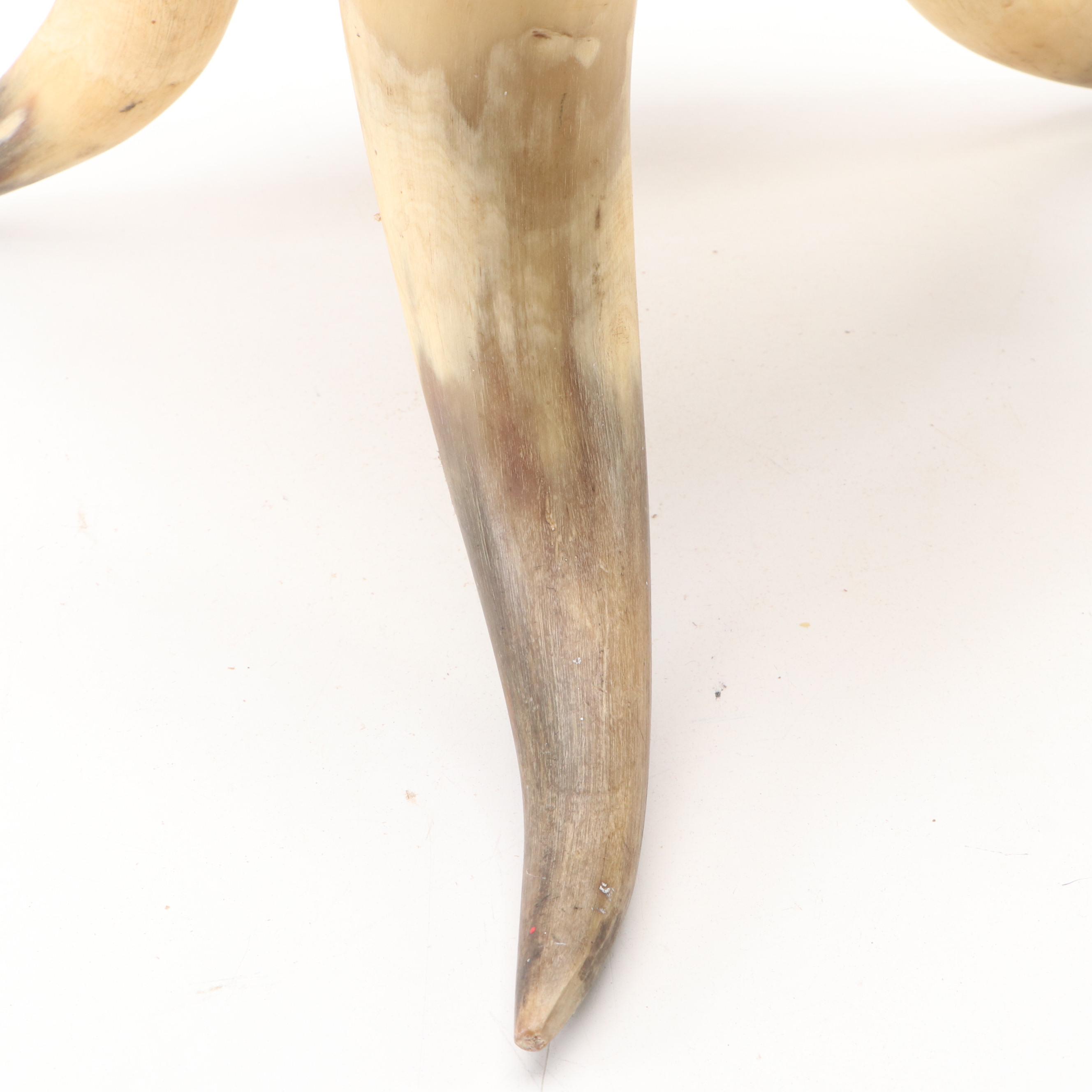 Folk Art Horn Footed Footstool