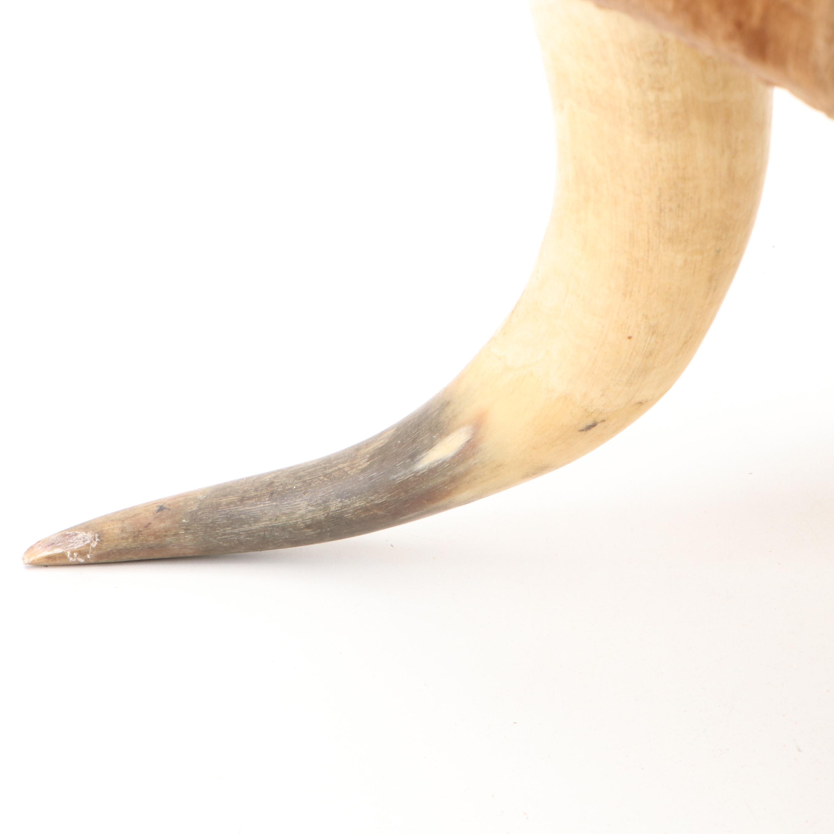 Folk Art Horn Footed Footstool