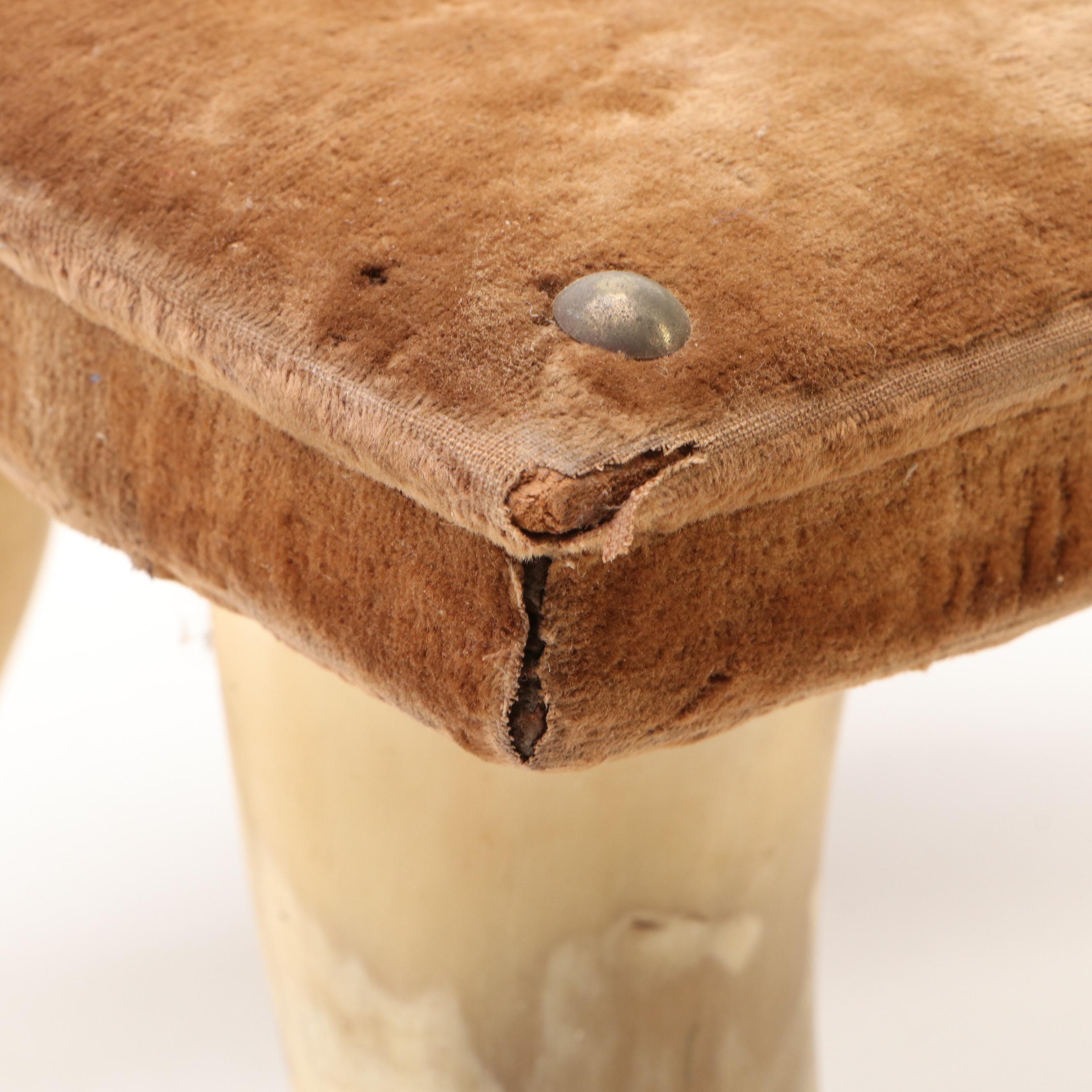 Folk Art Horn Footed Footstool