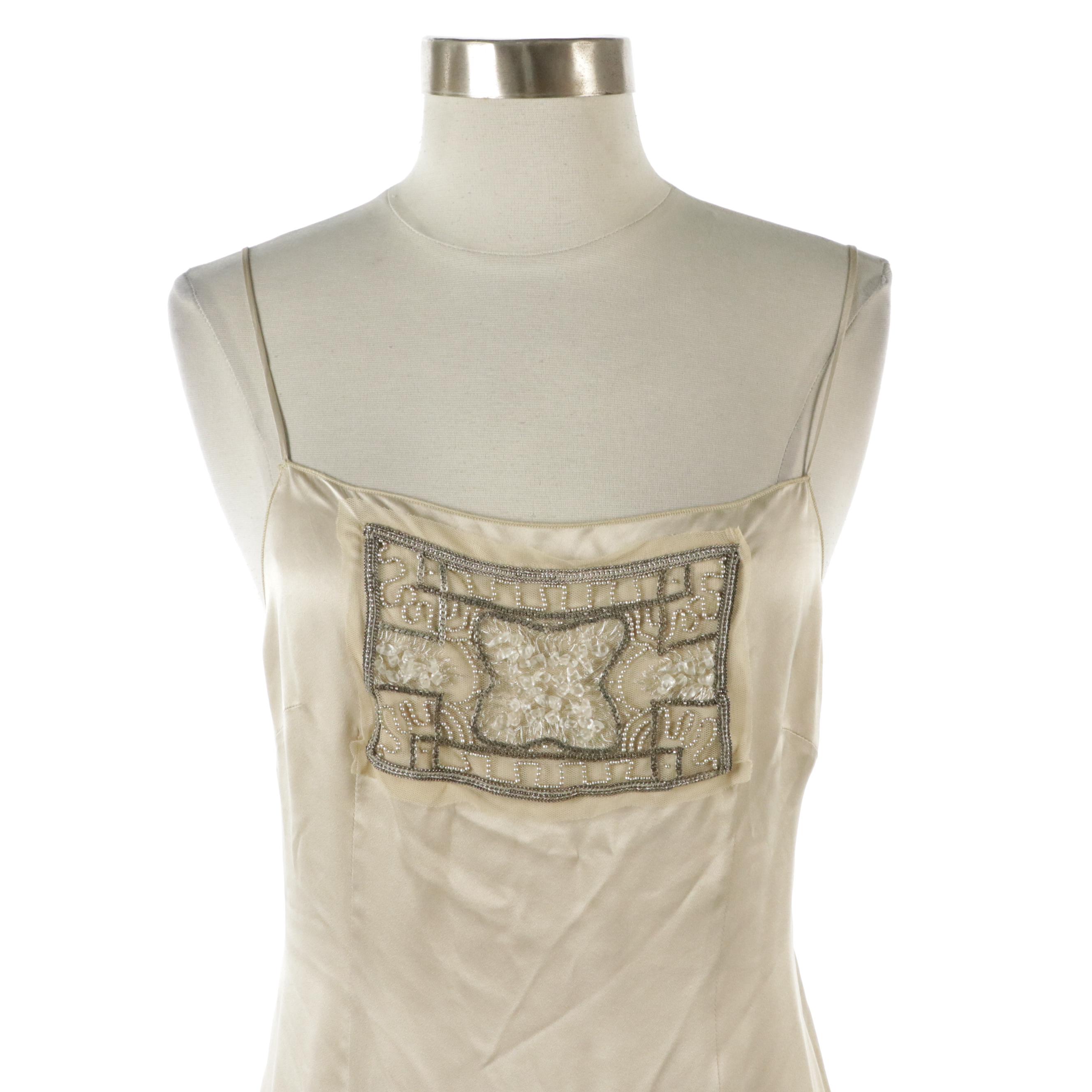 Philosophy di Alberta Ferretti Beaded Slip Dress and Other Boa Feather Vest