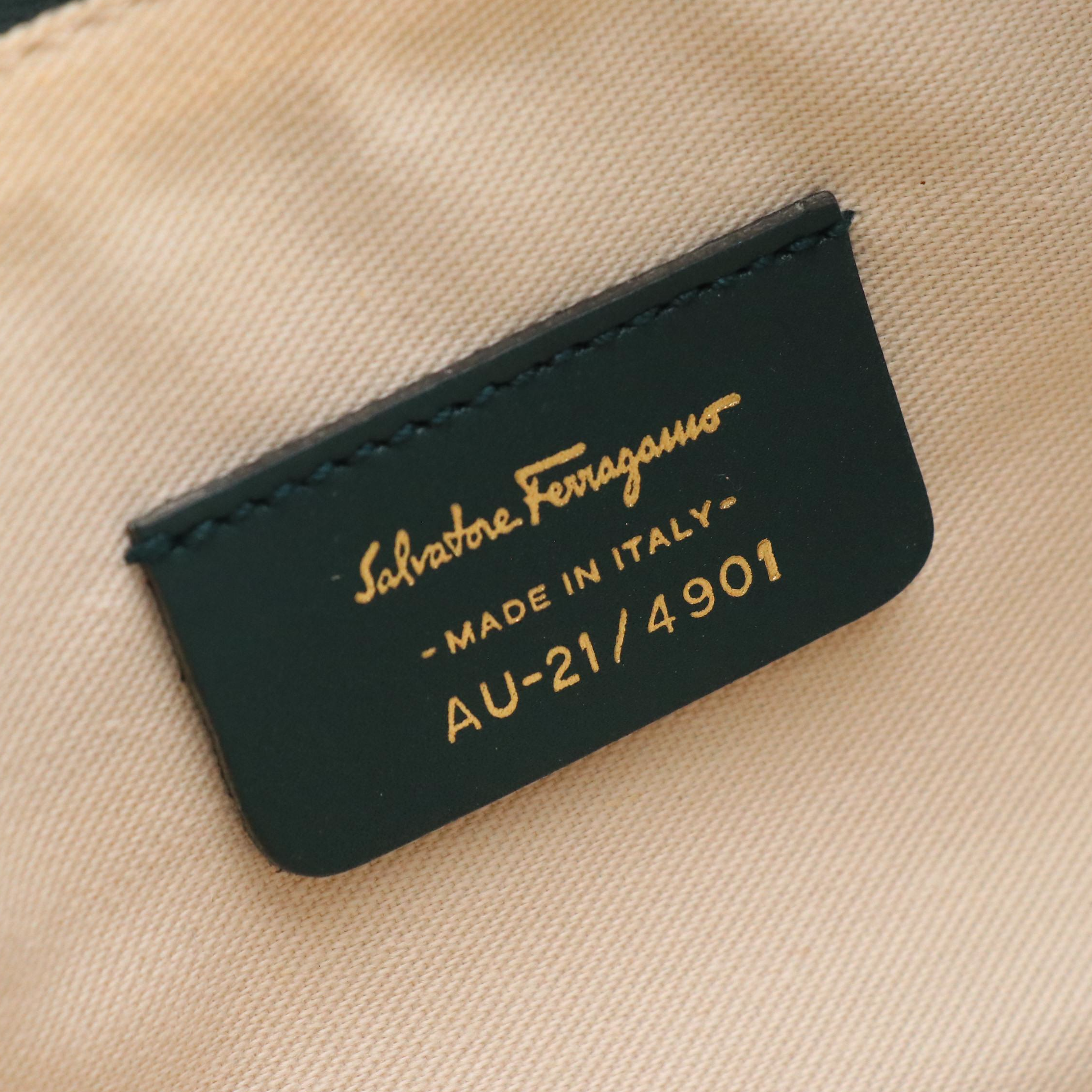 Salvatore Ferragamo Slim Shoulder Bag in Cypress Calfskin Leather with Box