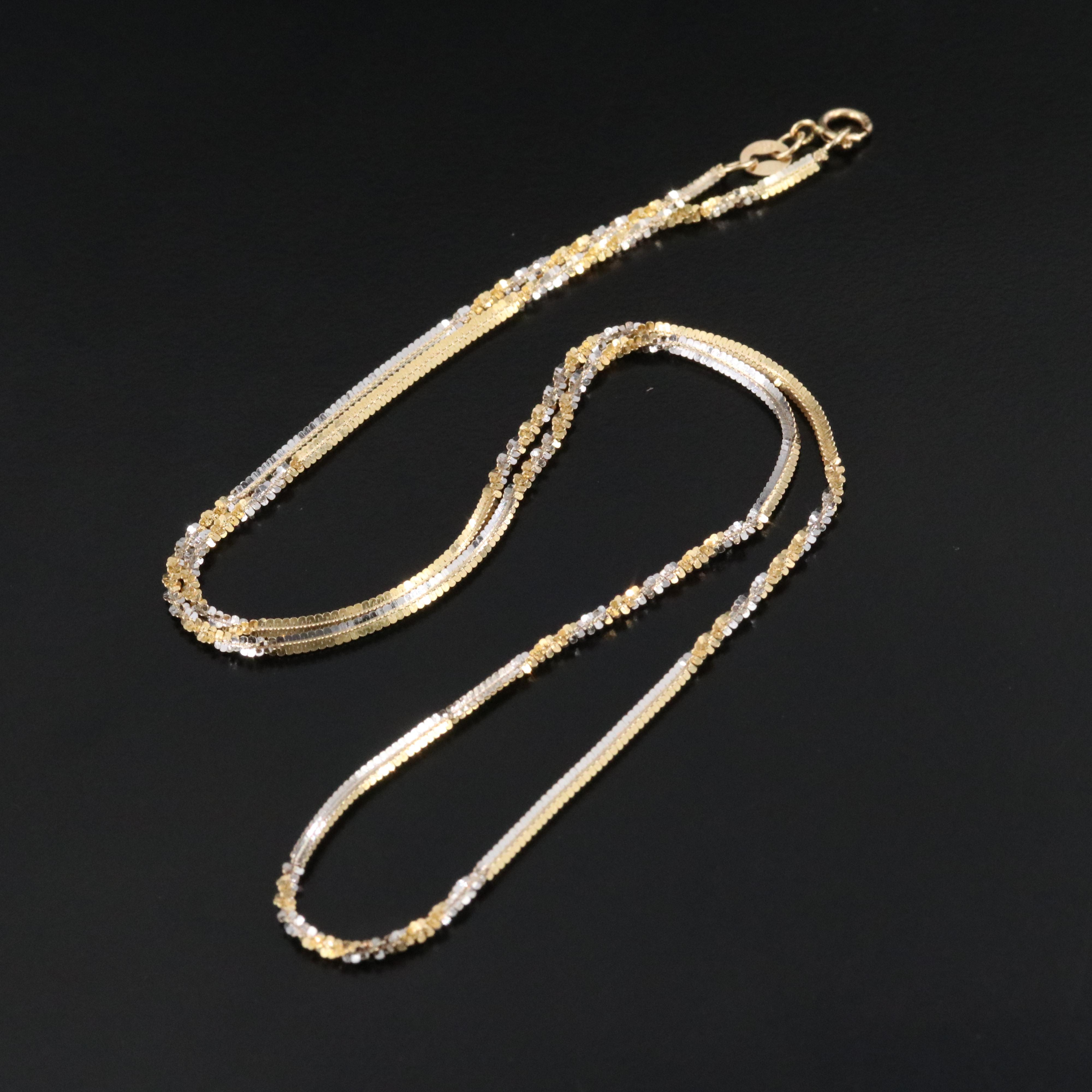 Italian 14K Two-Tone Sparkle Chain Necklace
