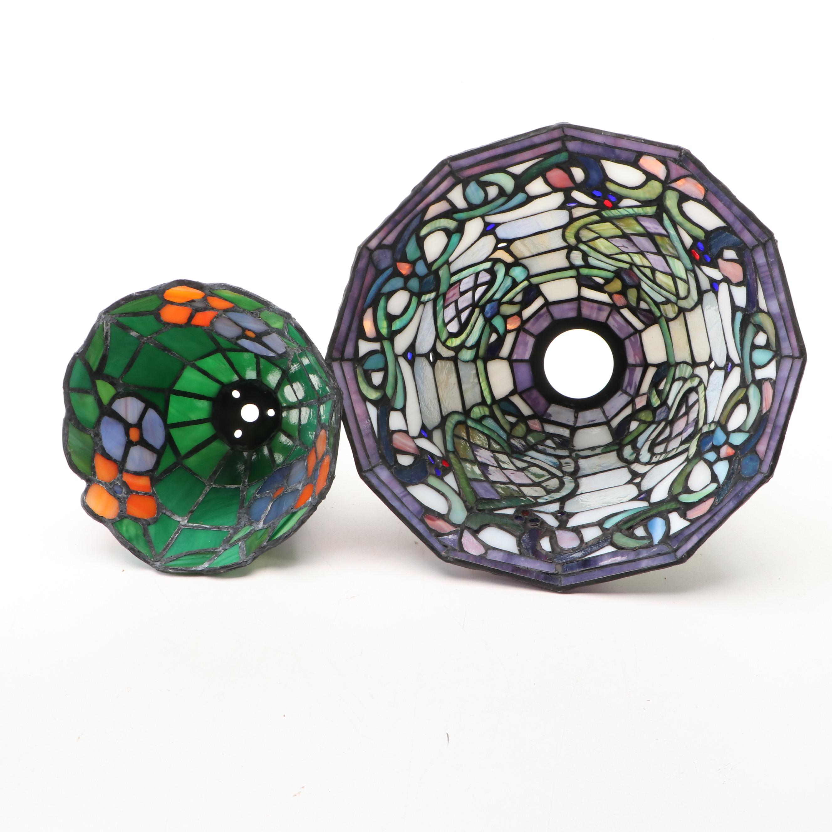 Victorian Style and Floral Slag Glass Shades with Hurricane Candle Shade