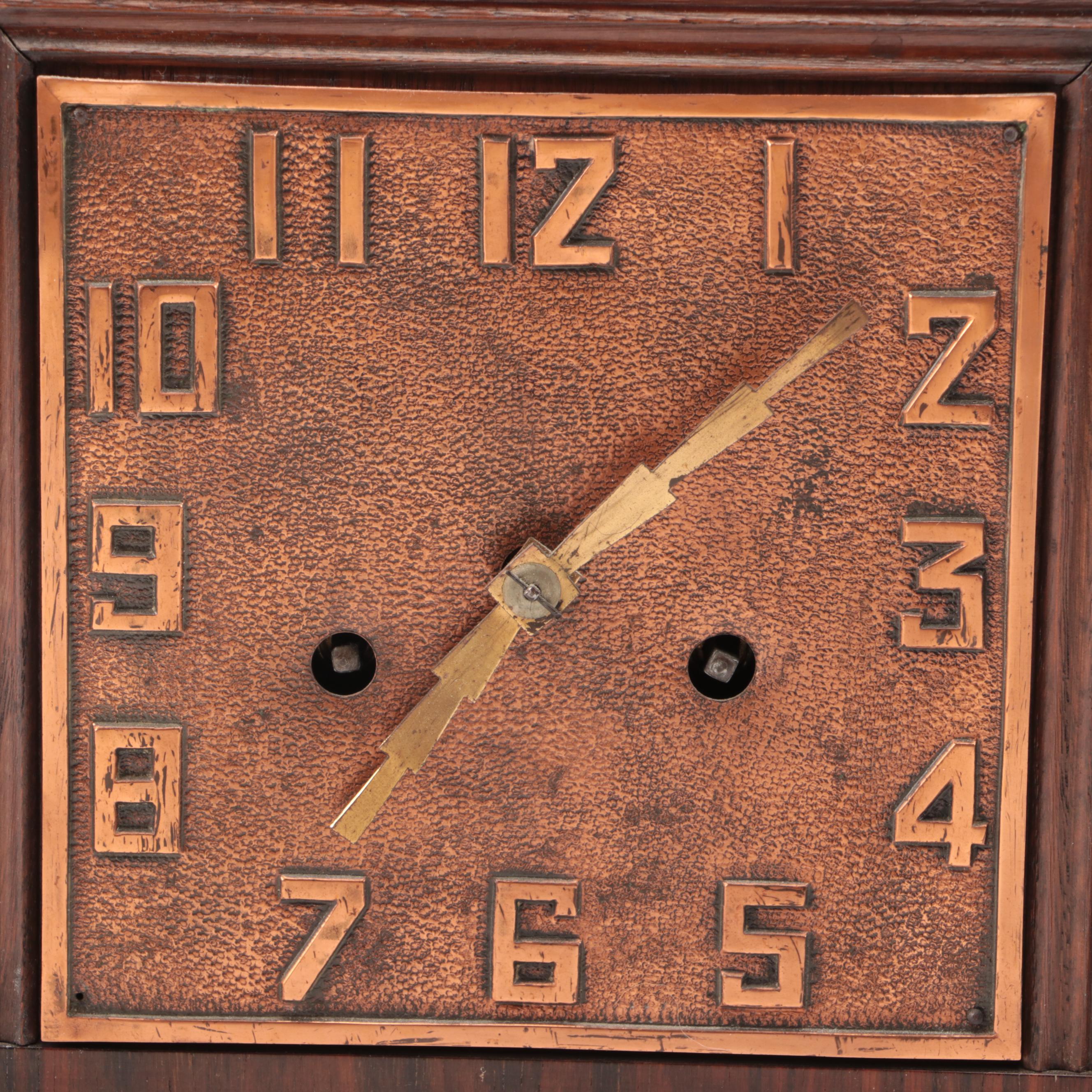 Art Deco Style Copper Finish Wooden Mantel Clock