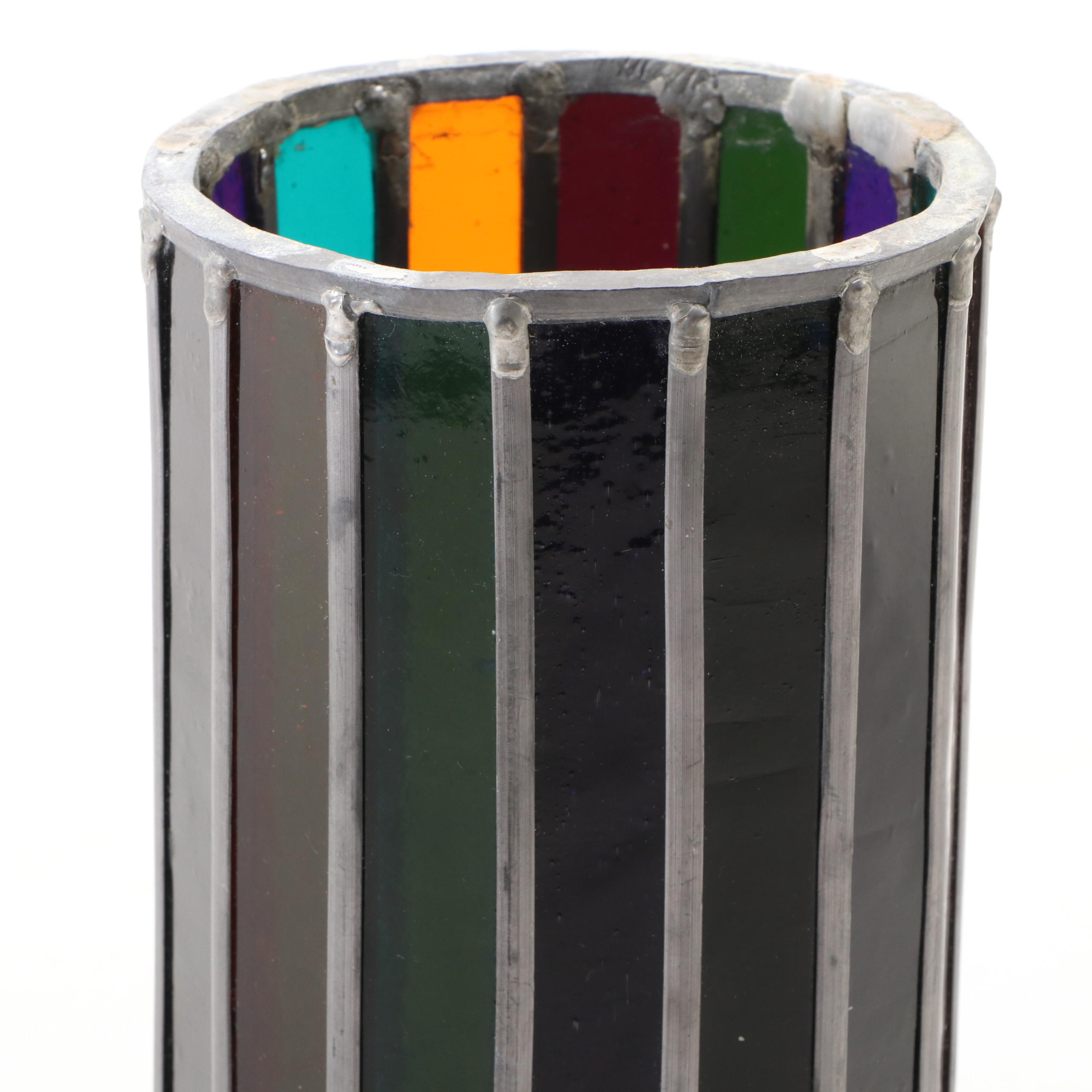 Victorian Style and Floral Slag Glass Shades with Hurricane Candle Shade