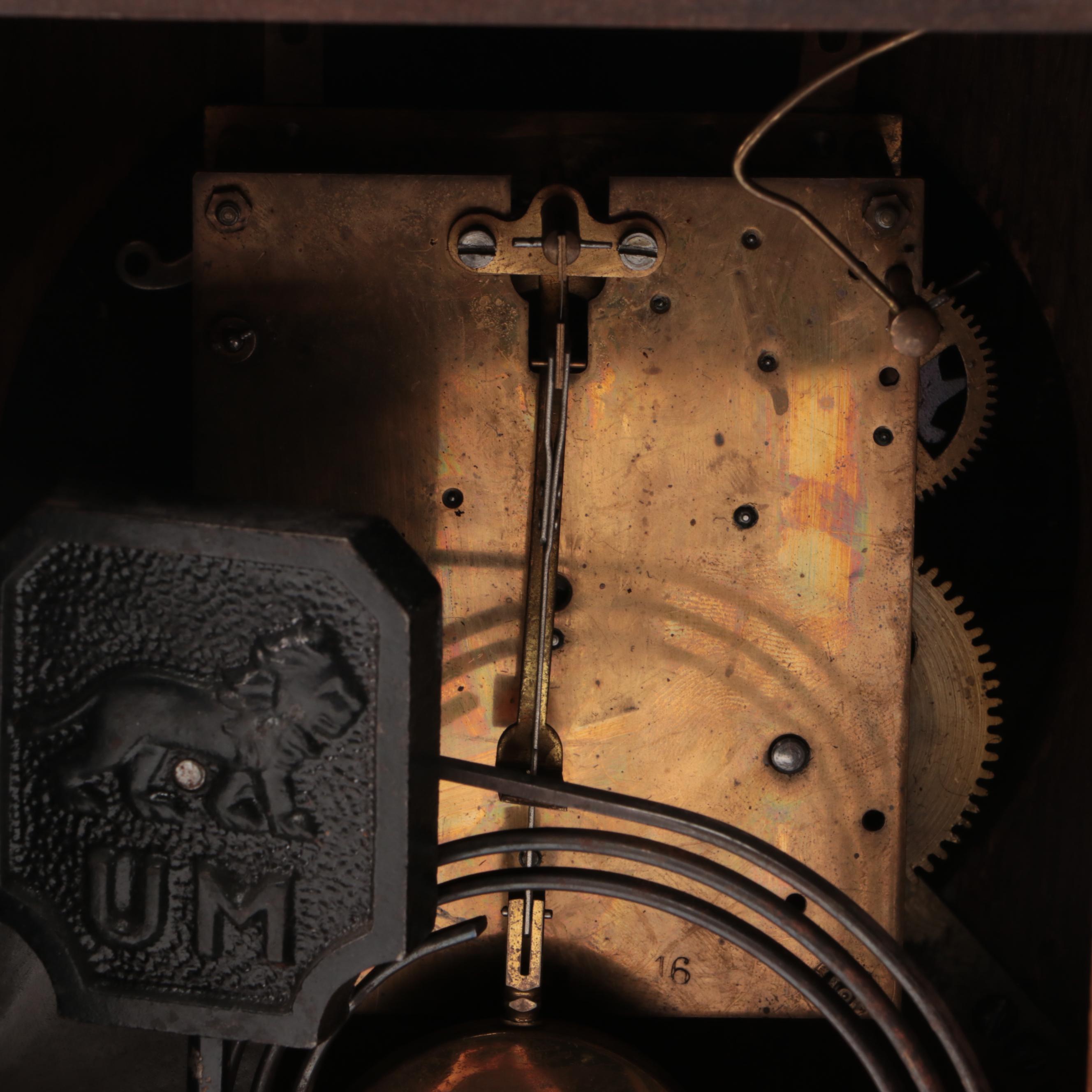 Art Deco Style Copper Finish Wooden Mantel Clock