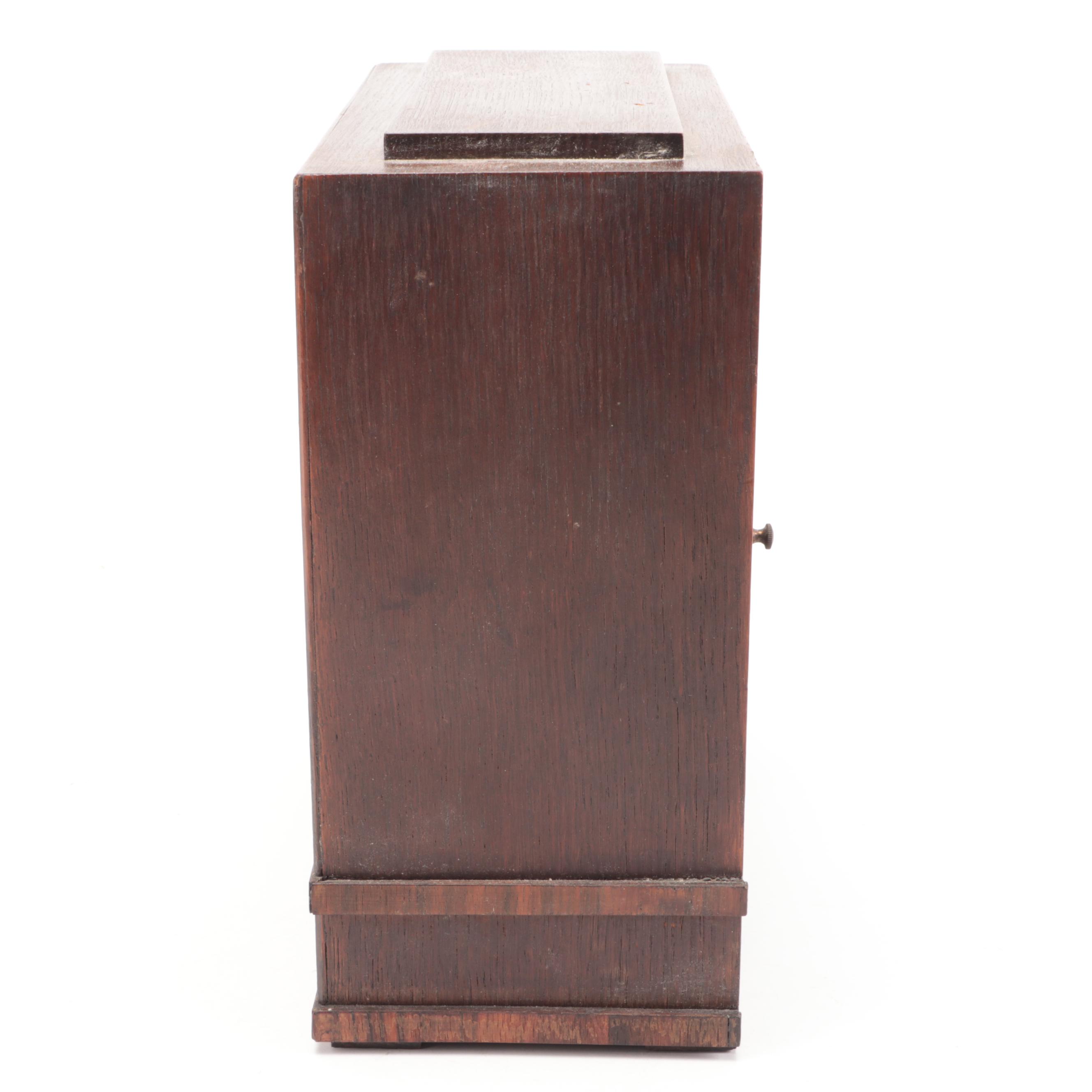 Art Deco Style Copper Finish Wooden Mantel Clock