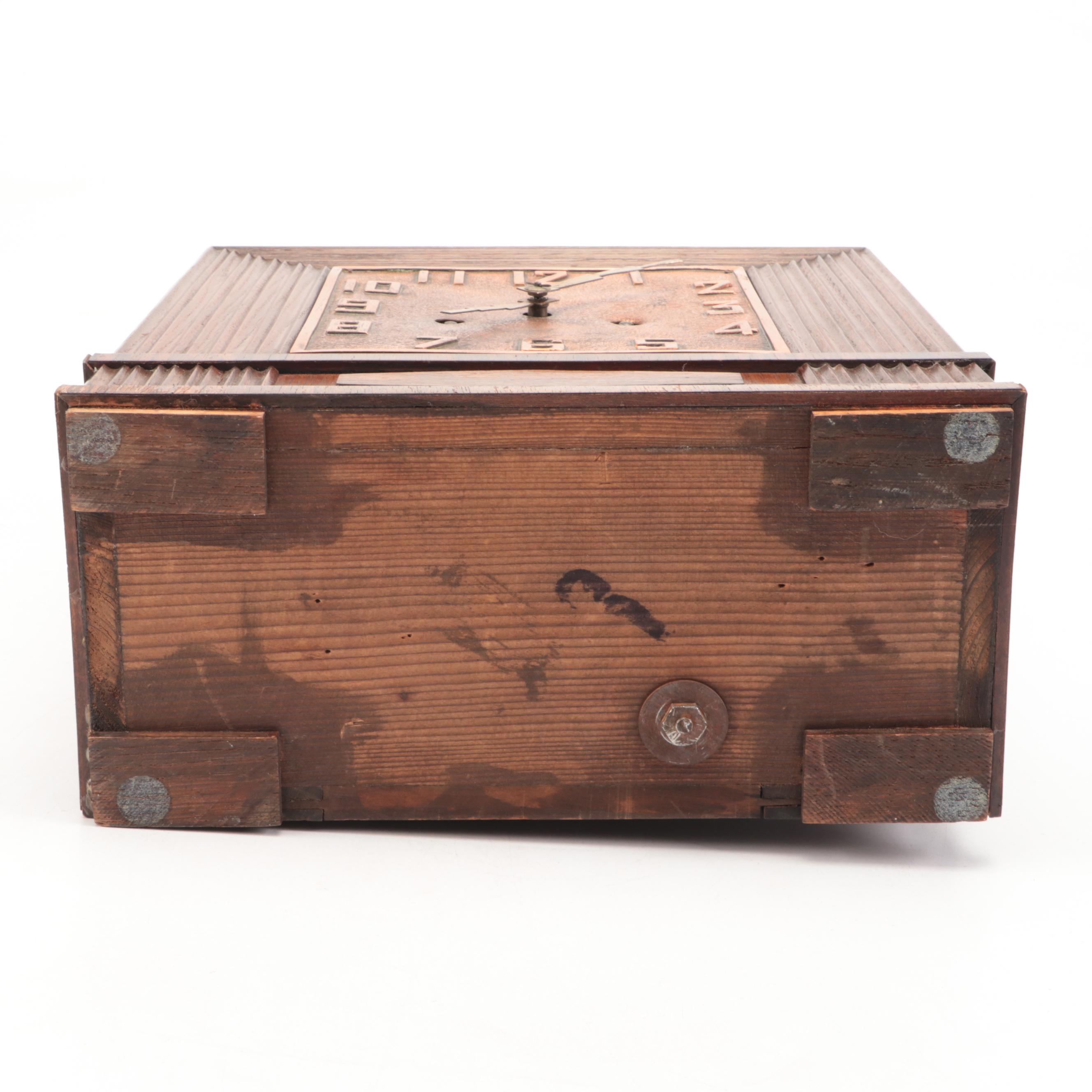 Art Deco Style Copper Finish Wooden Mantel Clock