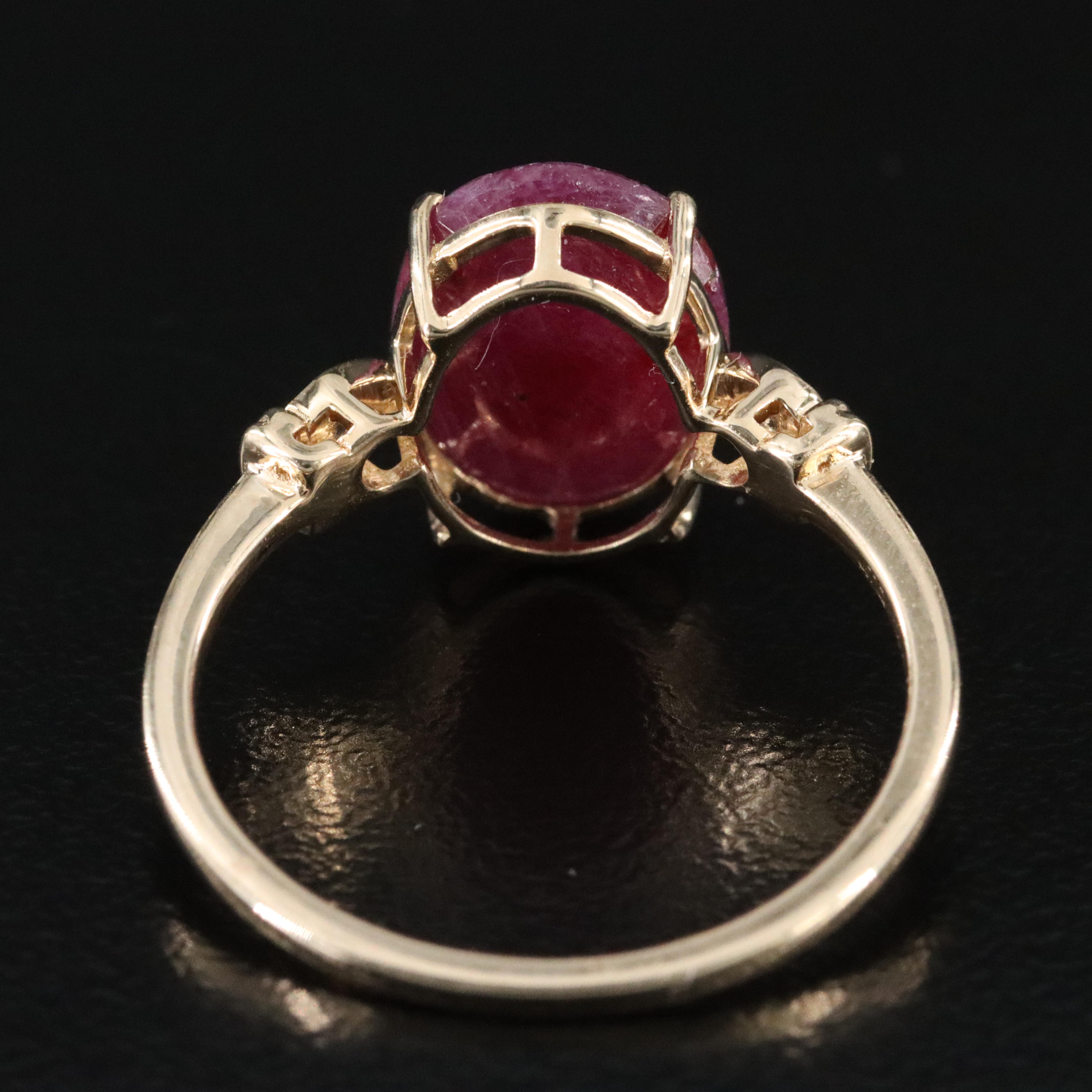 14K Filled Corundum and White Sapphire Ring