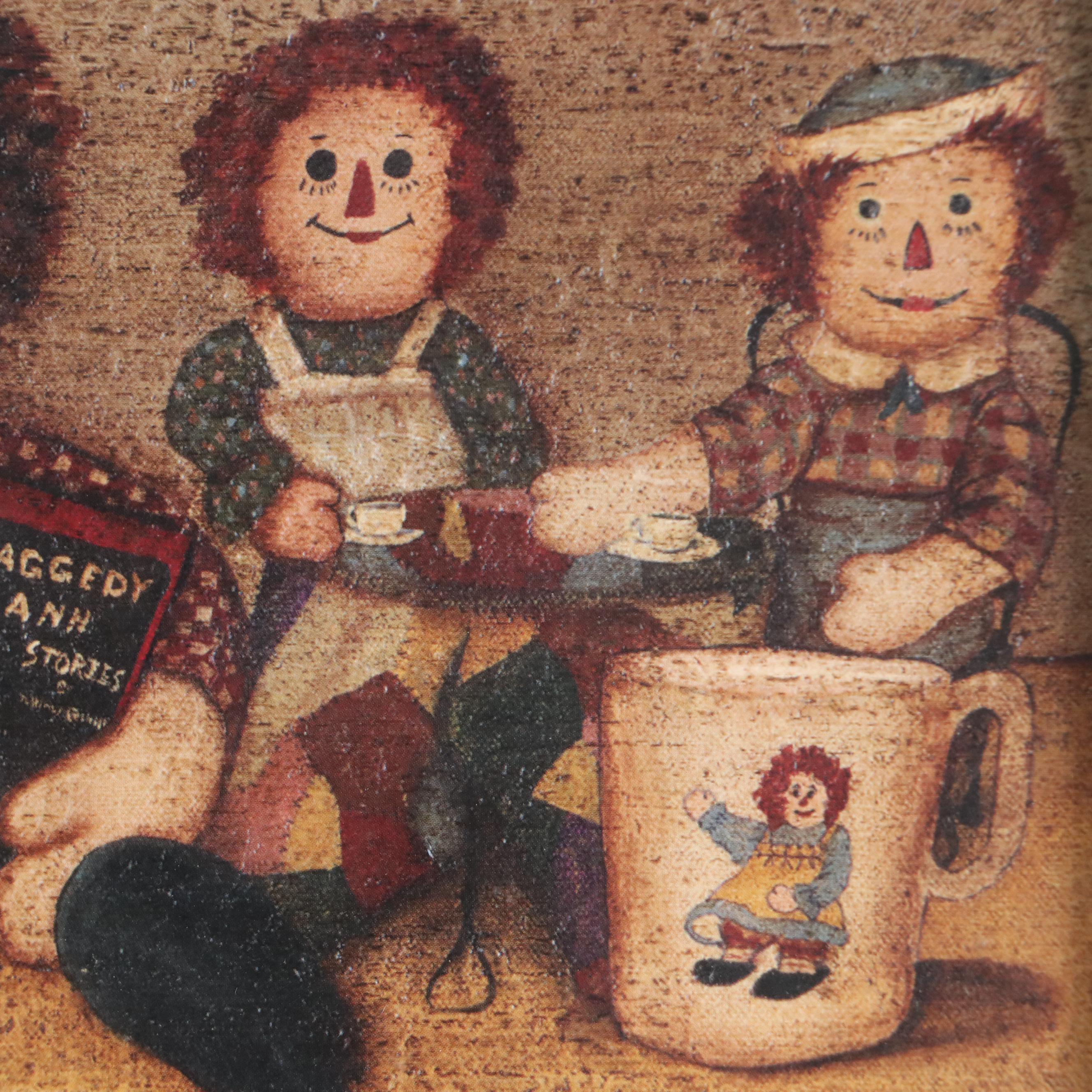Offset Lithographs of Raggedy Ann and Andy and Animal Pull-a-Long Toys