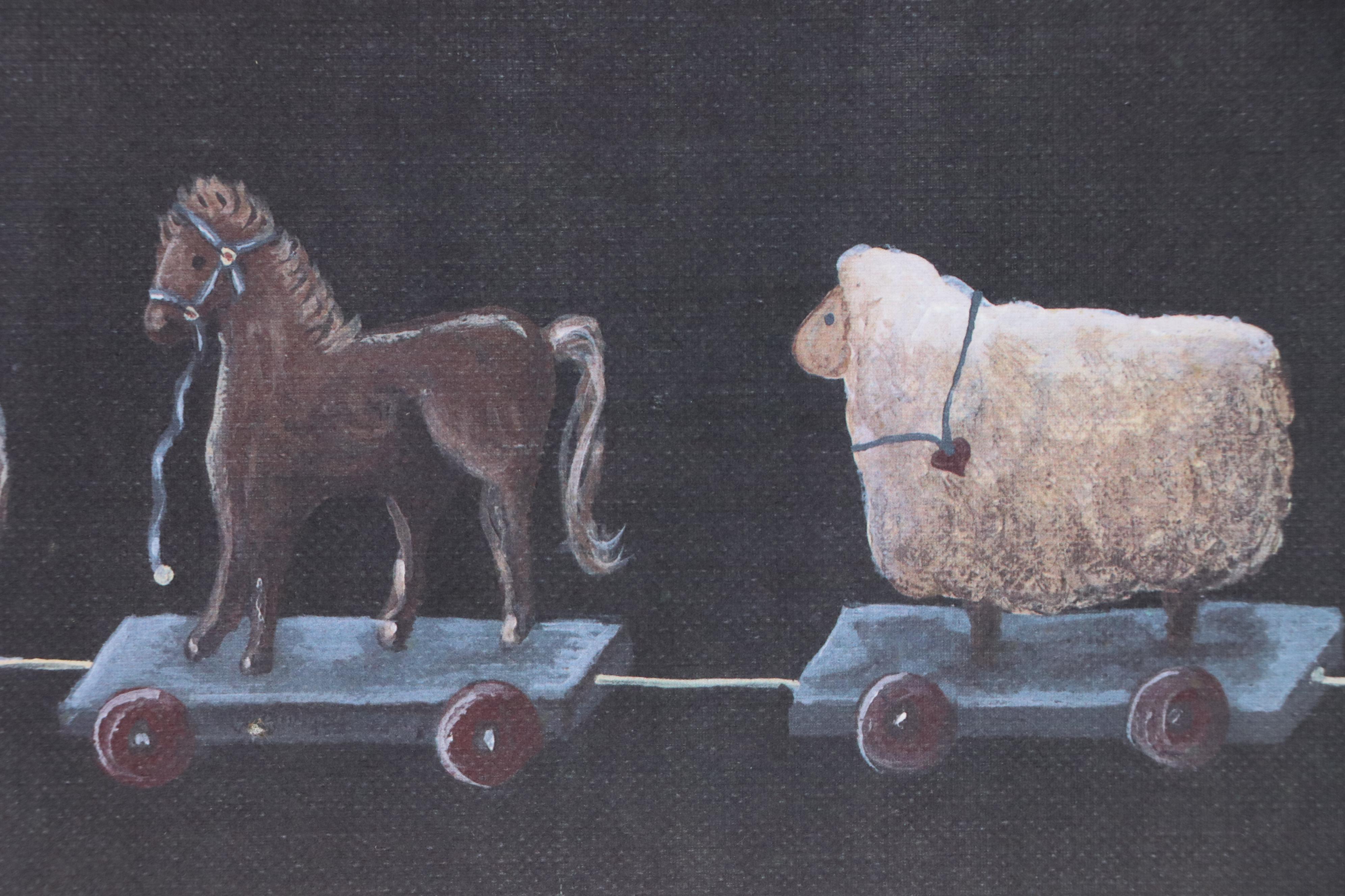 Offset Lithographs of Raggedy Ann and Andy and Animal Pull-a-Long Toys