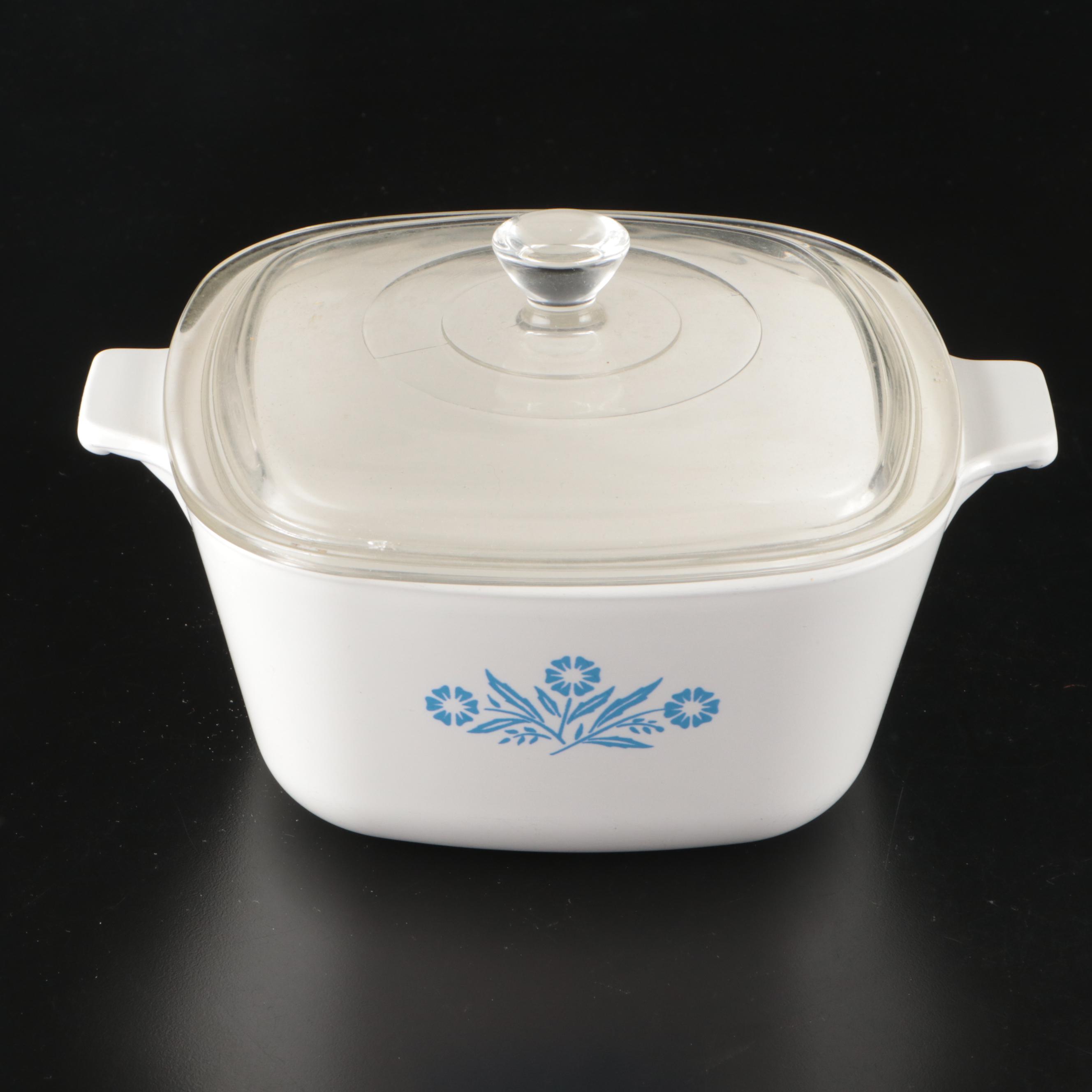 Corningware "Cornflower Blue" Coffee Pot with Casserole Dishes and Loaf Pan