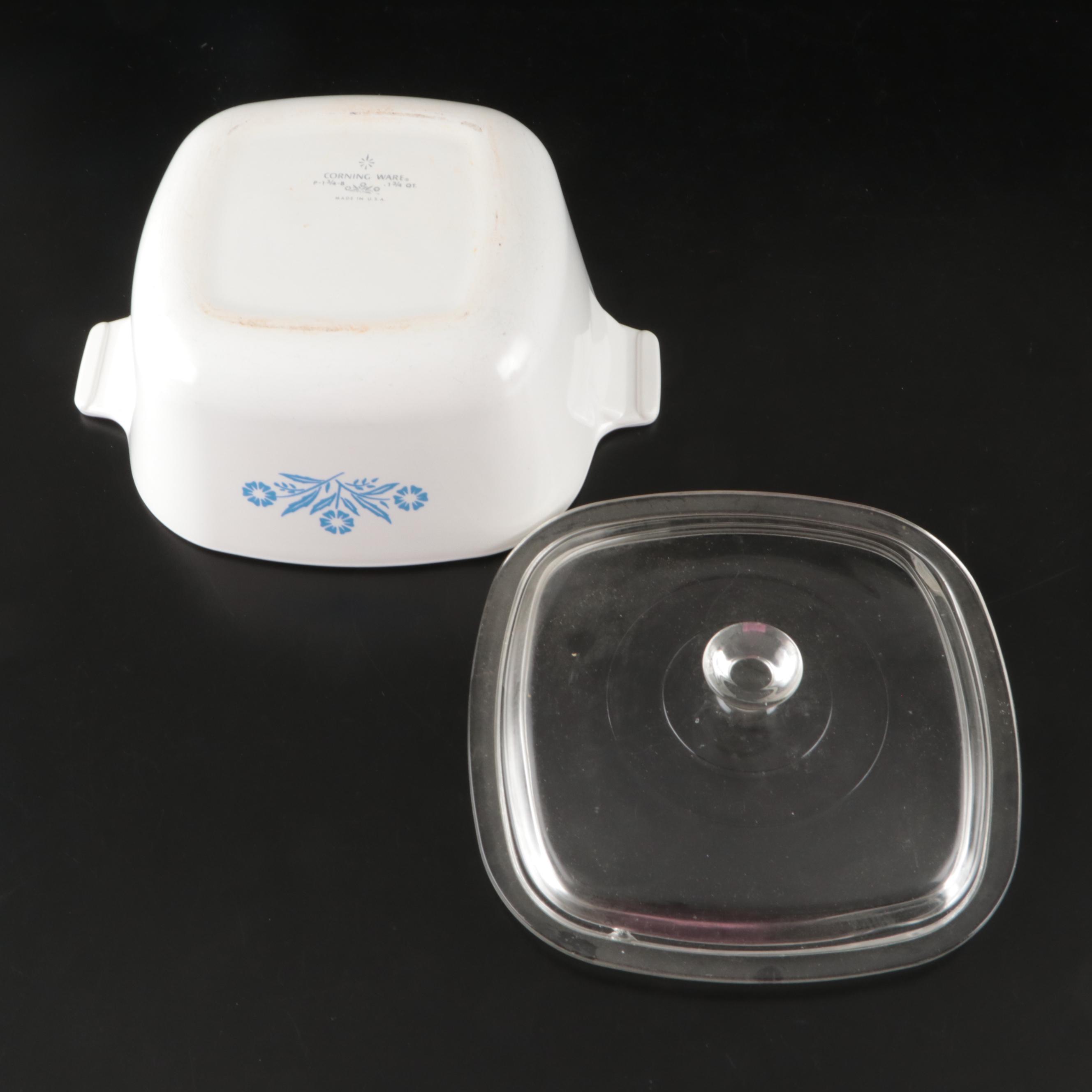 Corningware "Cornflower Blue" Coffee Pot with Casserole Dishes and Loaf Pan