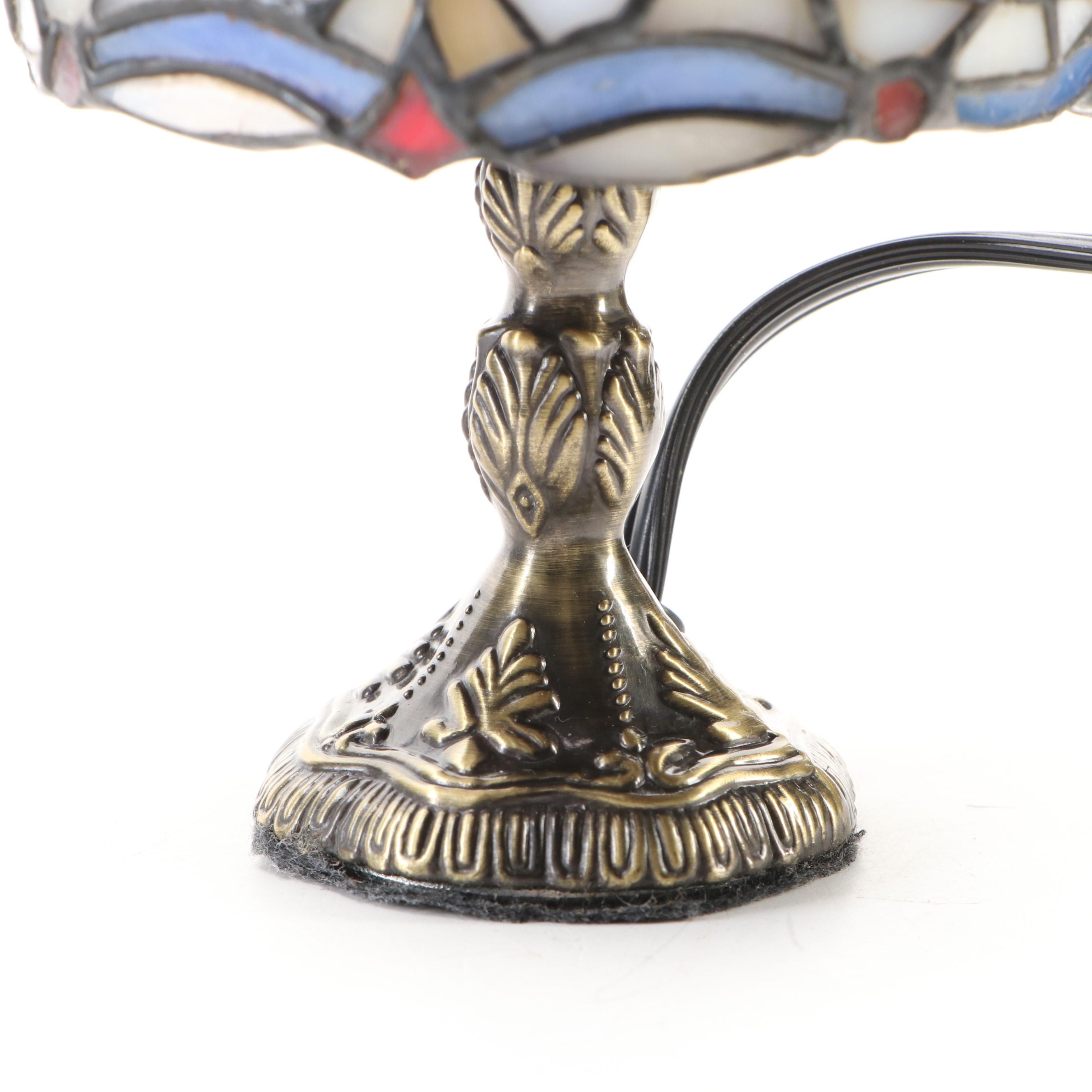 Pair of Accent Lamps with "Meyda" Novelty Slag Glass Shades, Vintage