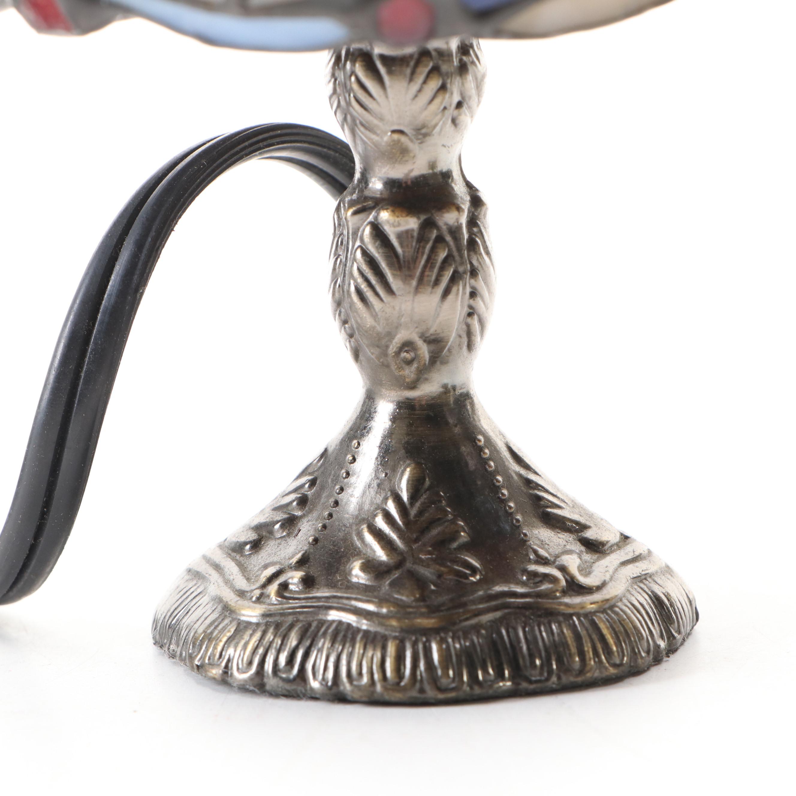 Pair of Accent Lamps with "Meyda" Novelty Slag Glass Shades, Vintage