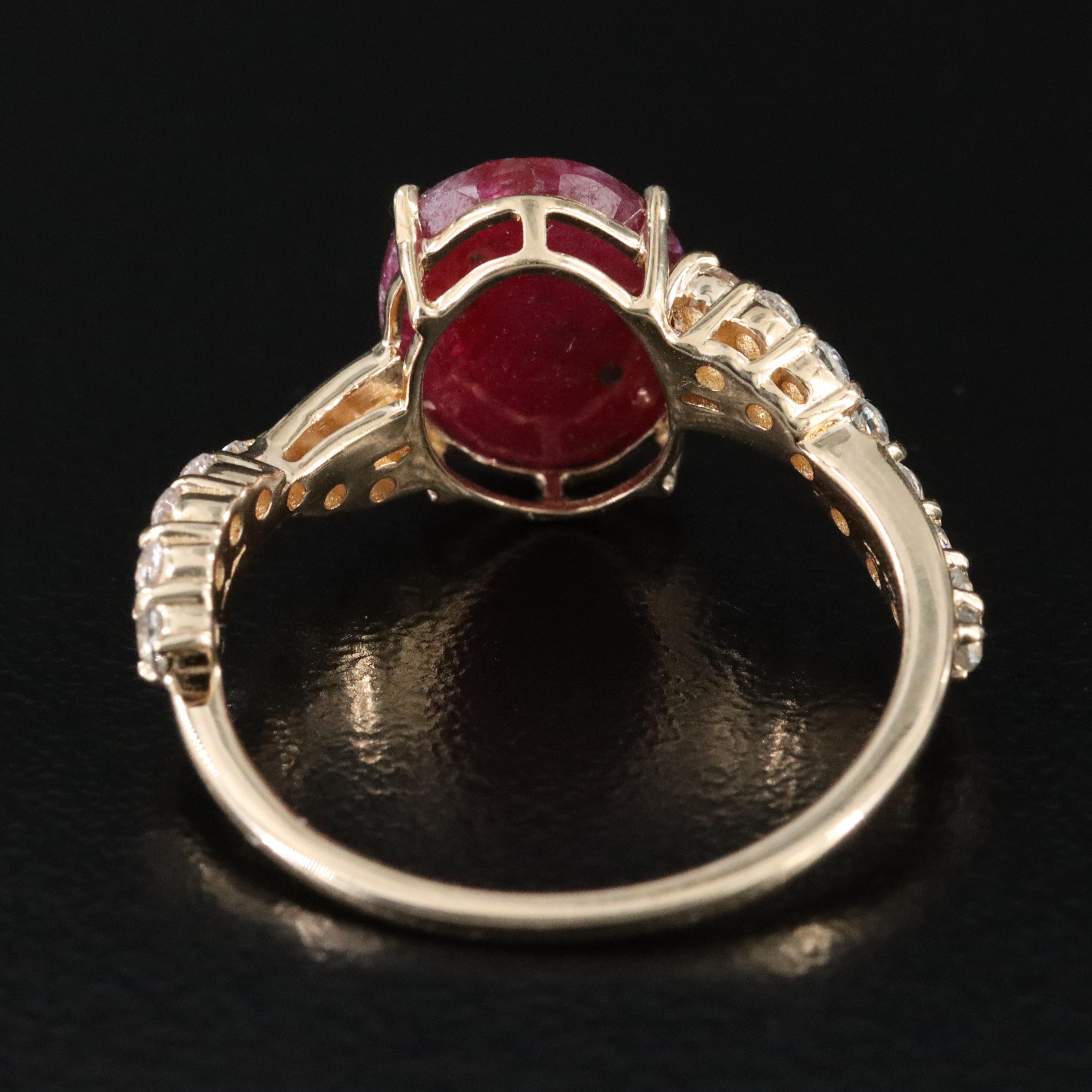 14K Filled Corundum and White Sapphire Ring