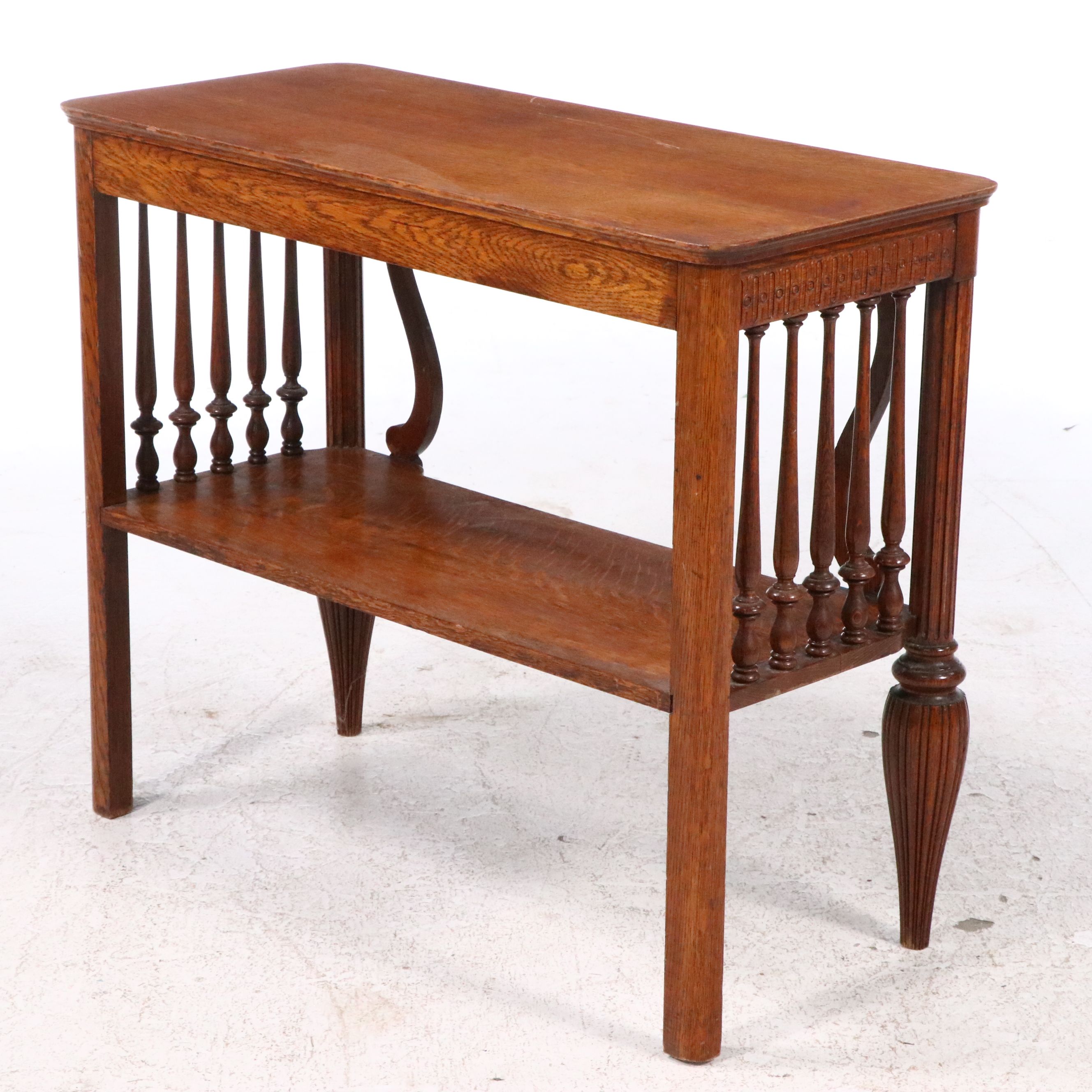 Late Victorian Style Oak Two-Tier Console Table,  Early 20th Century