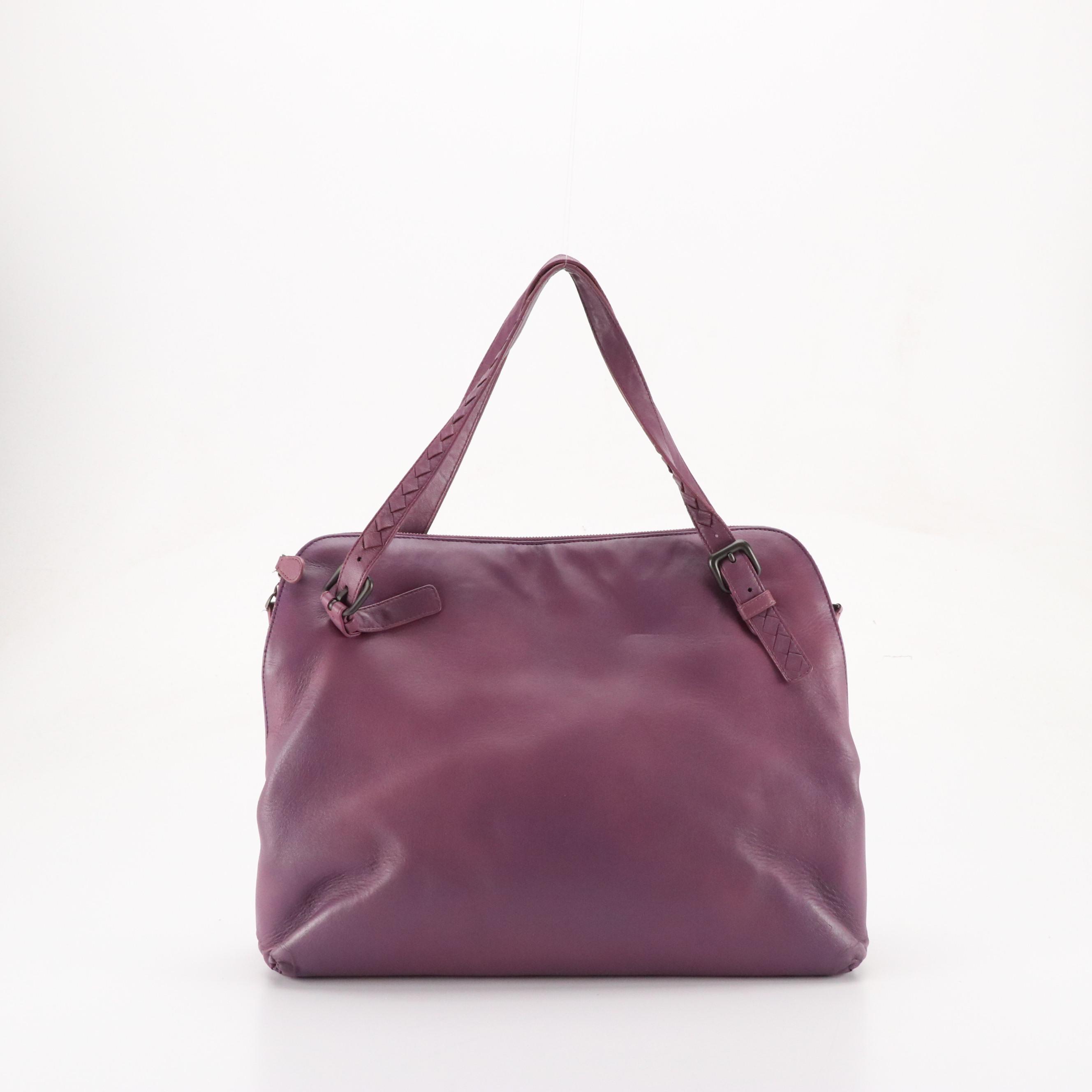 Bottega Veneta Folding Multi-Compartment Work Tote in Violet Intrecciato Leather