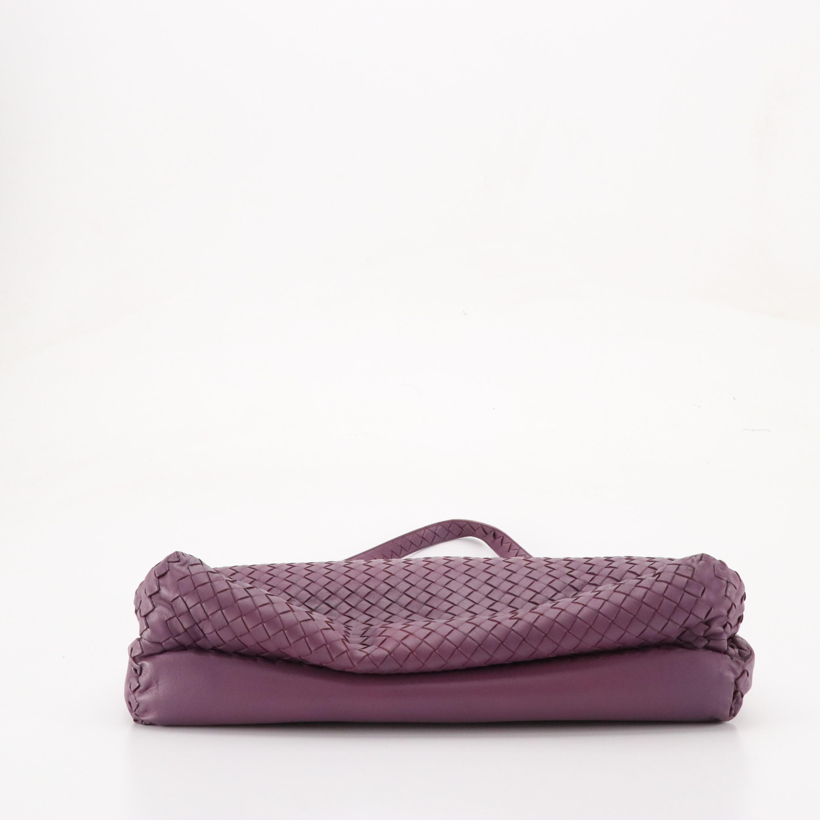 Bottega Veneta Folding Multi-Compartment Work Tote in Violet Intrecciato Leather