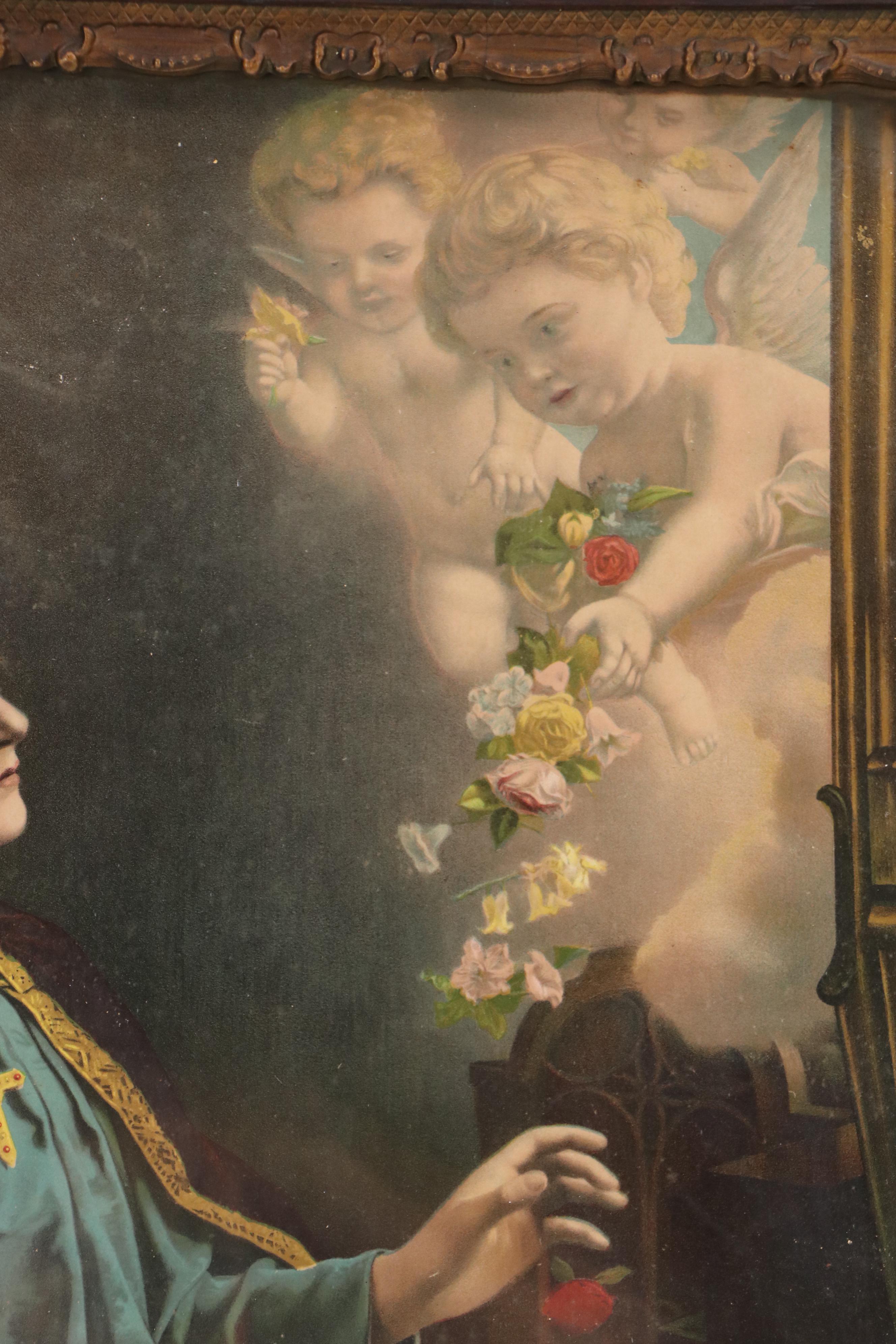 Religious Collotypes of St. Cecilia at the Piano and "The Light of the World"