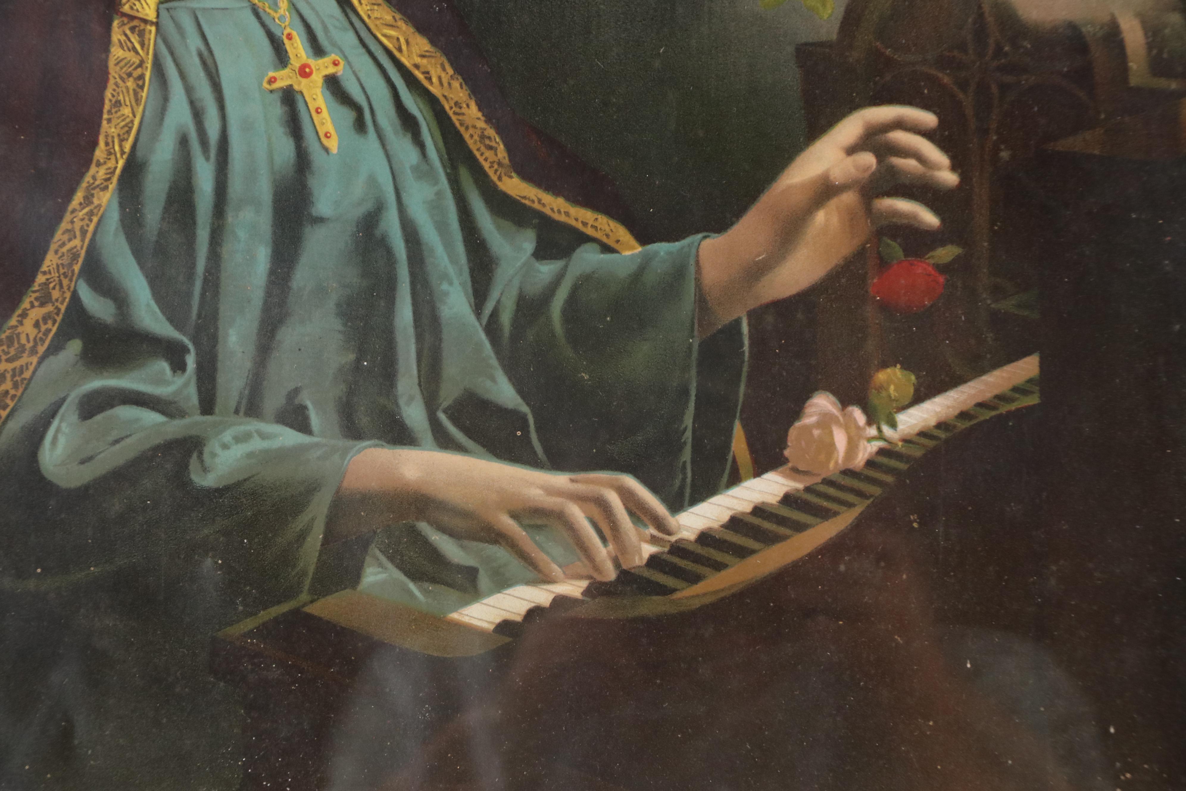 Religious Collotypes of St. Cecilia at the Piano and "The Light of the World"