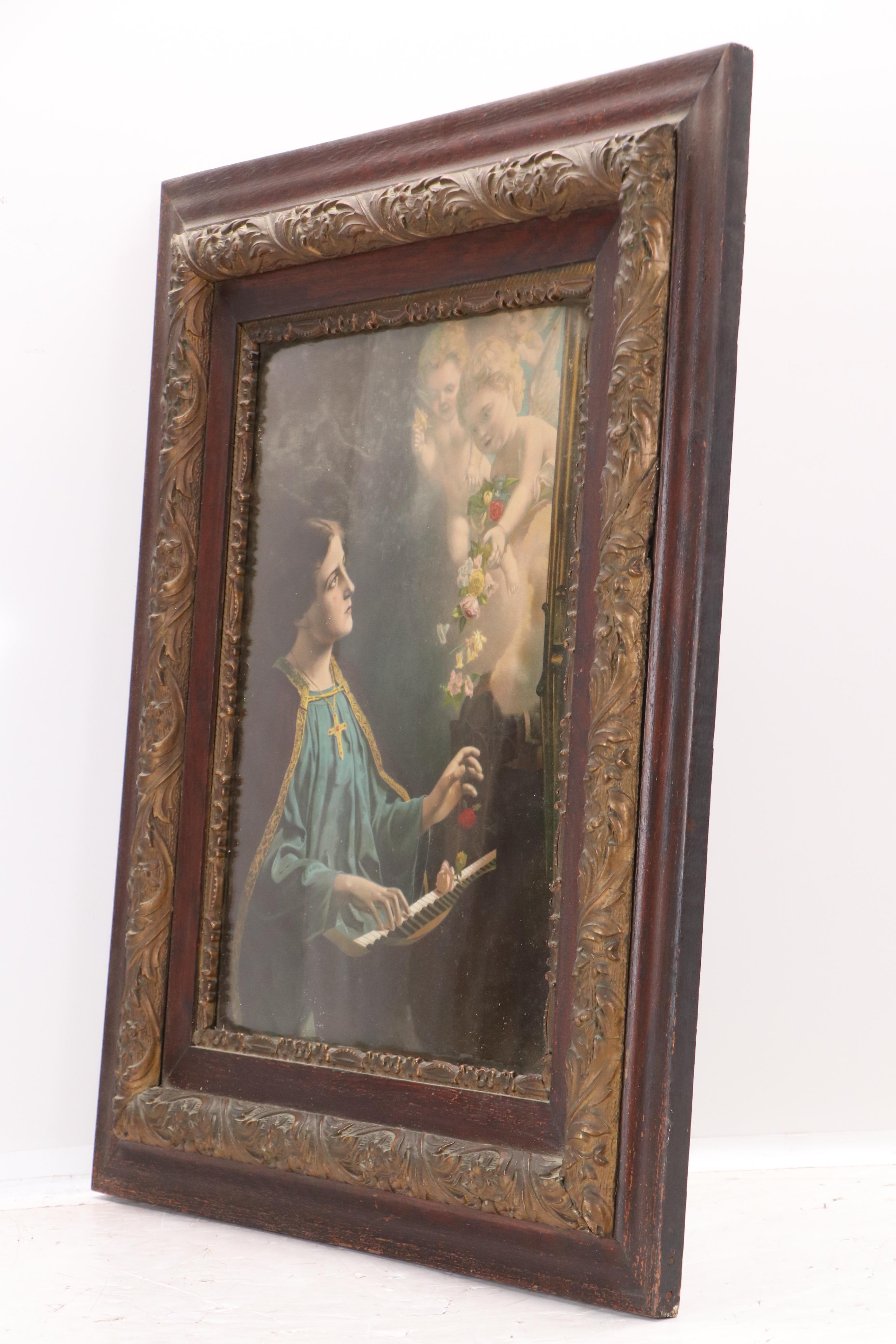 Religious Collotypes of St. Cecilia at the Piano and "The Light of the World"