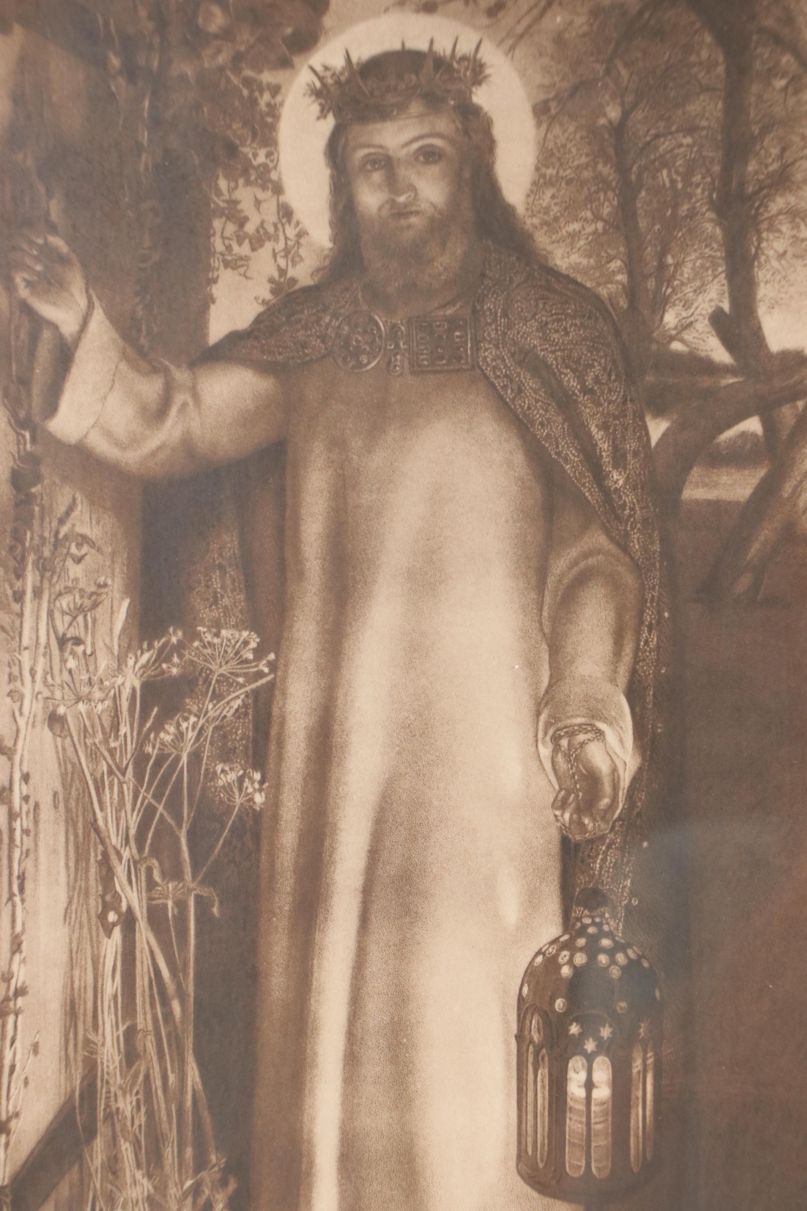 Religious Collotypes of St. Cecilia at the Piano and "The Light of the World"