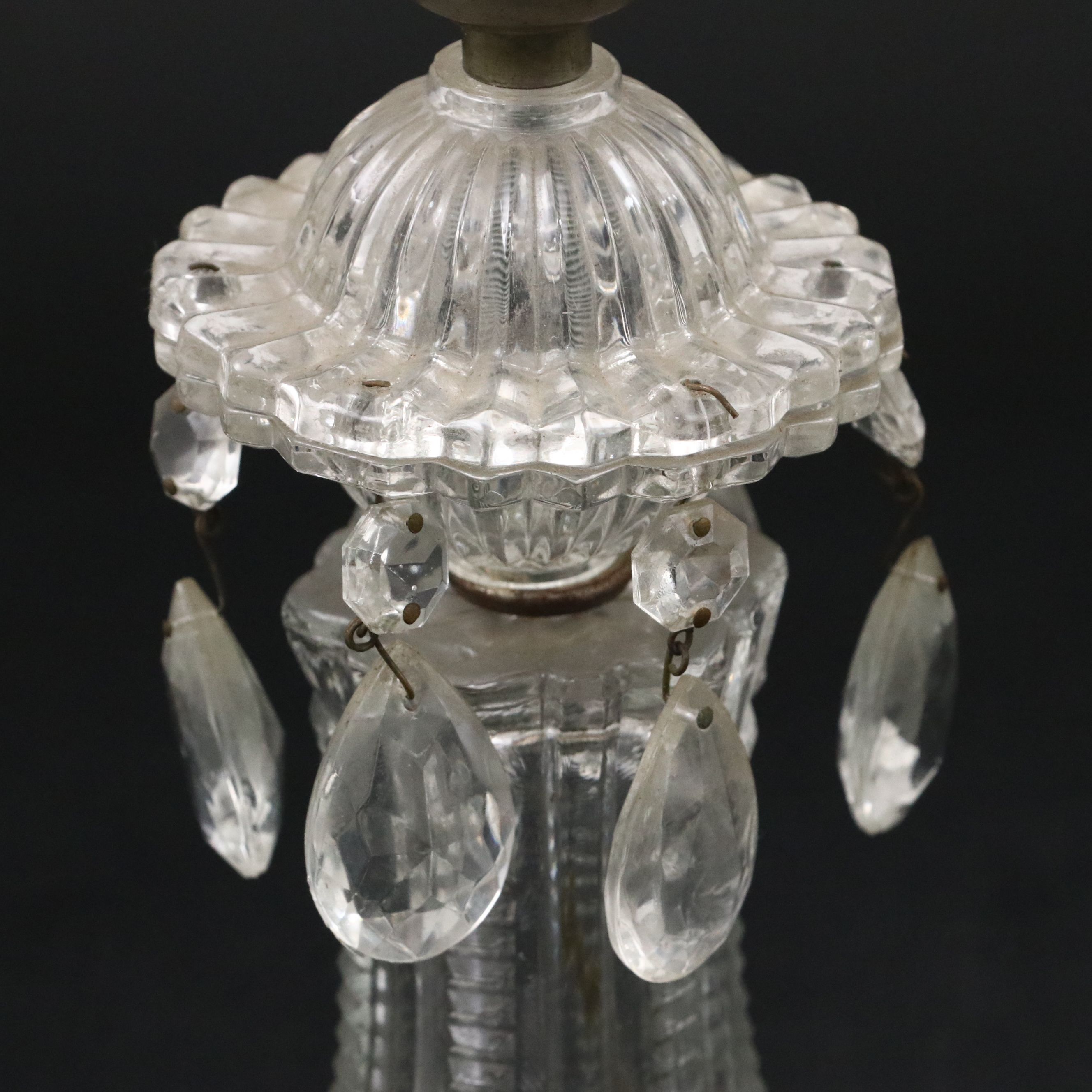 Pair of Glass Boudoir Prism Vanity Table Lamps