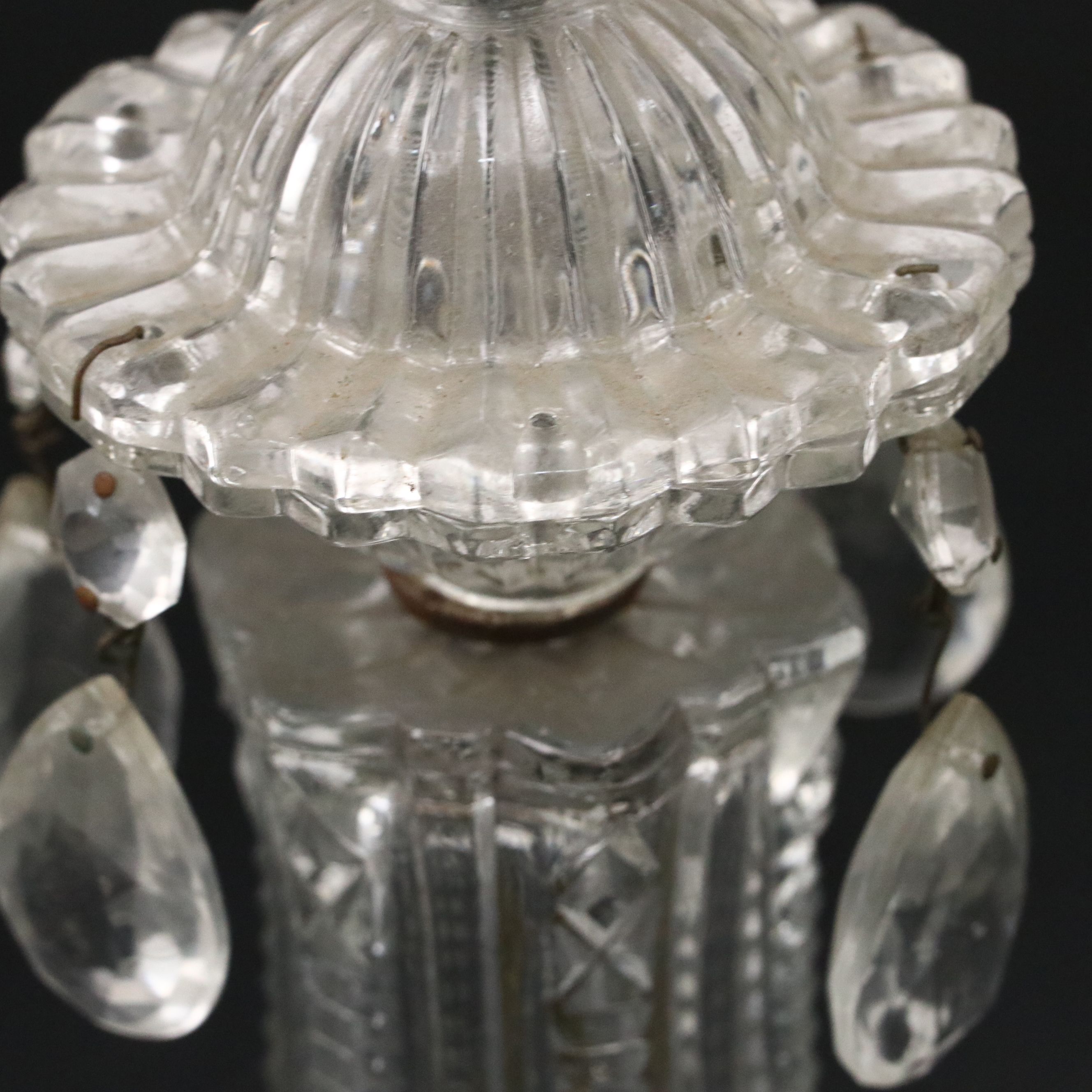 Pair of Glass Boudoir Prism Vanity Table Lamps