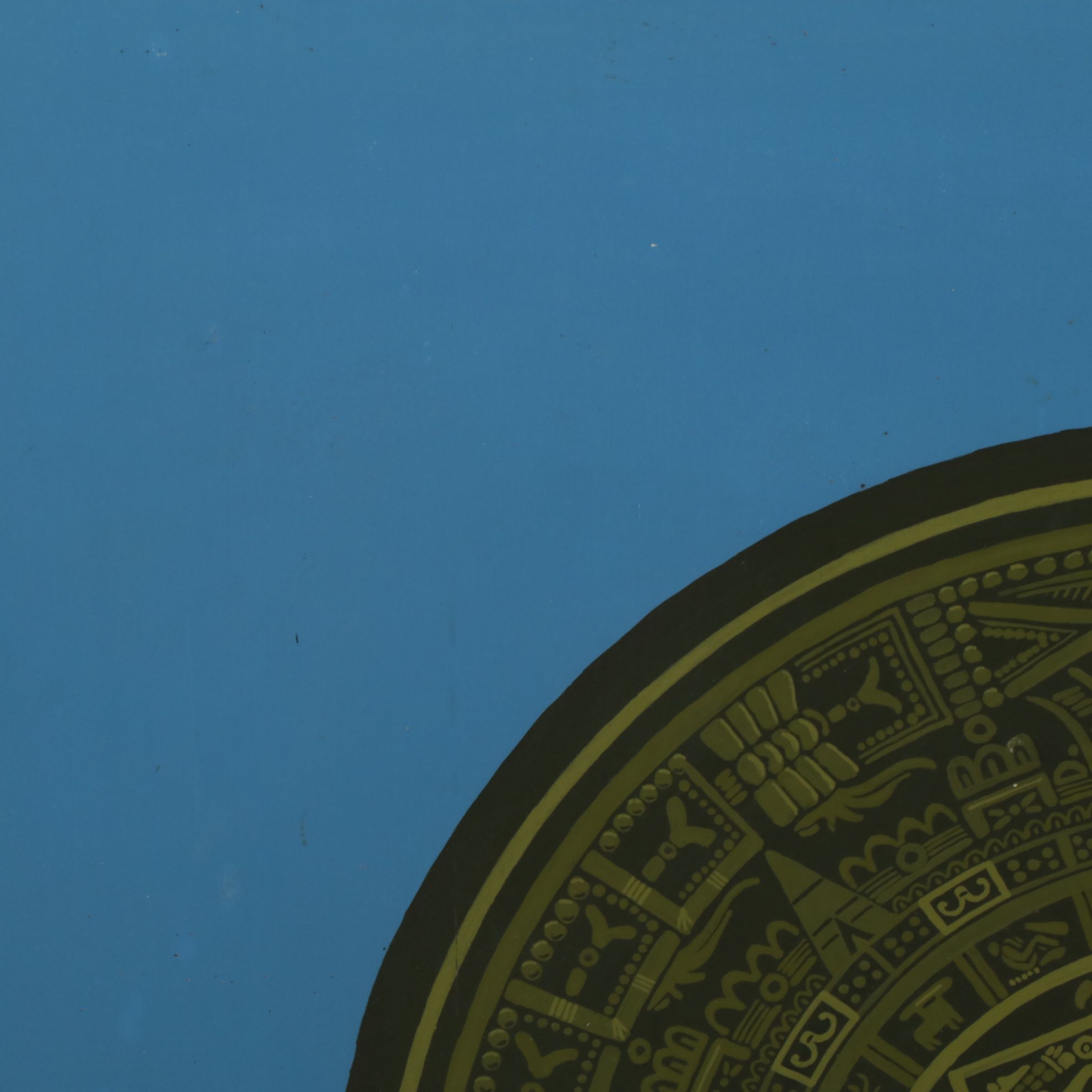 Richard Pettit Acrylic Painting of the Aztec Calendar "Piedra de Sol", 1958