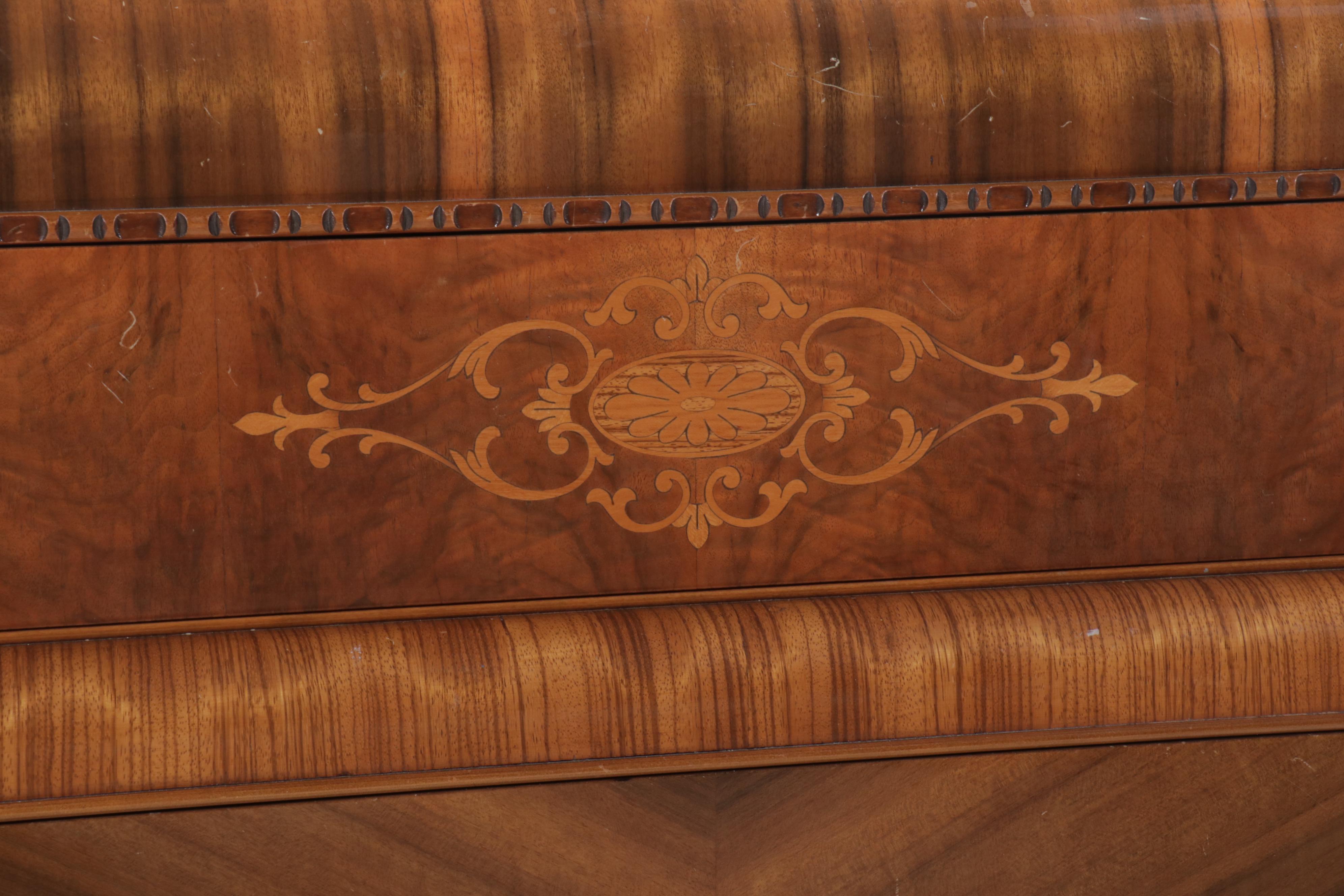 Antique Art Deco Waterfall Walnut Dresser